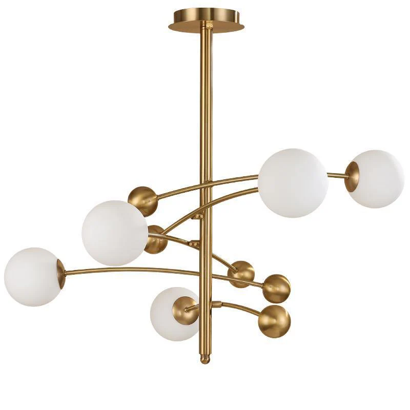 Lustra Chandelier Brass Vertical Beam Globe - Image 8