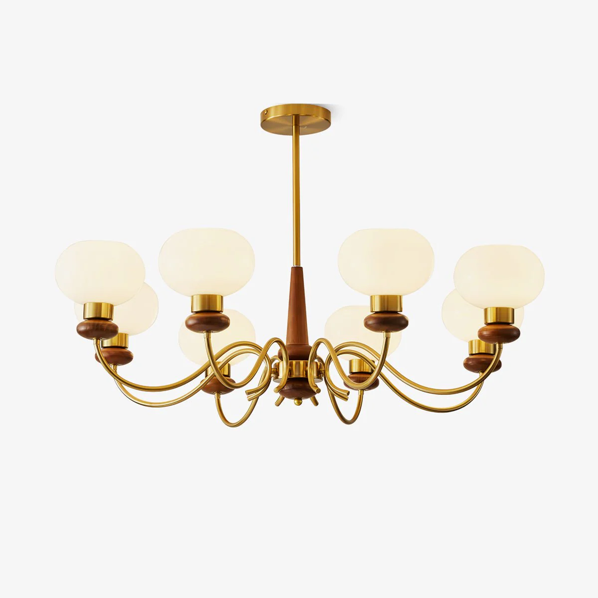 Lustra Chandelier Brass Wood Globe Classic