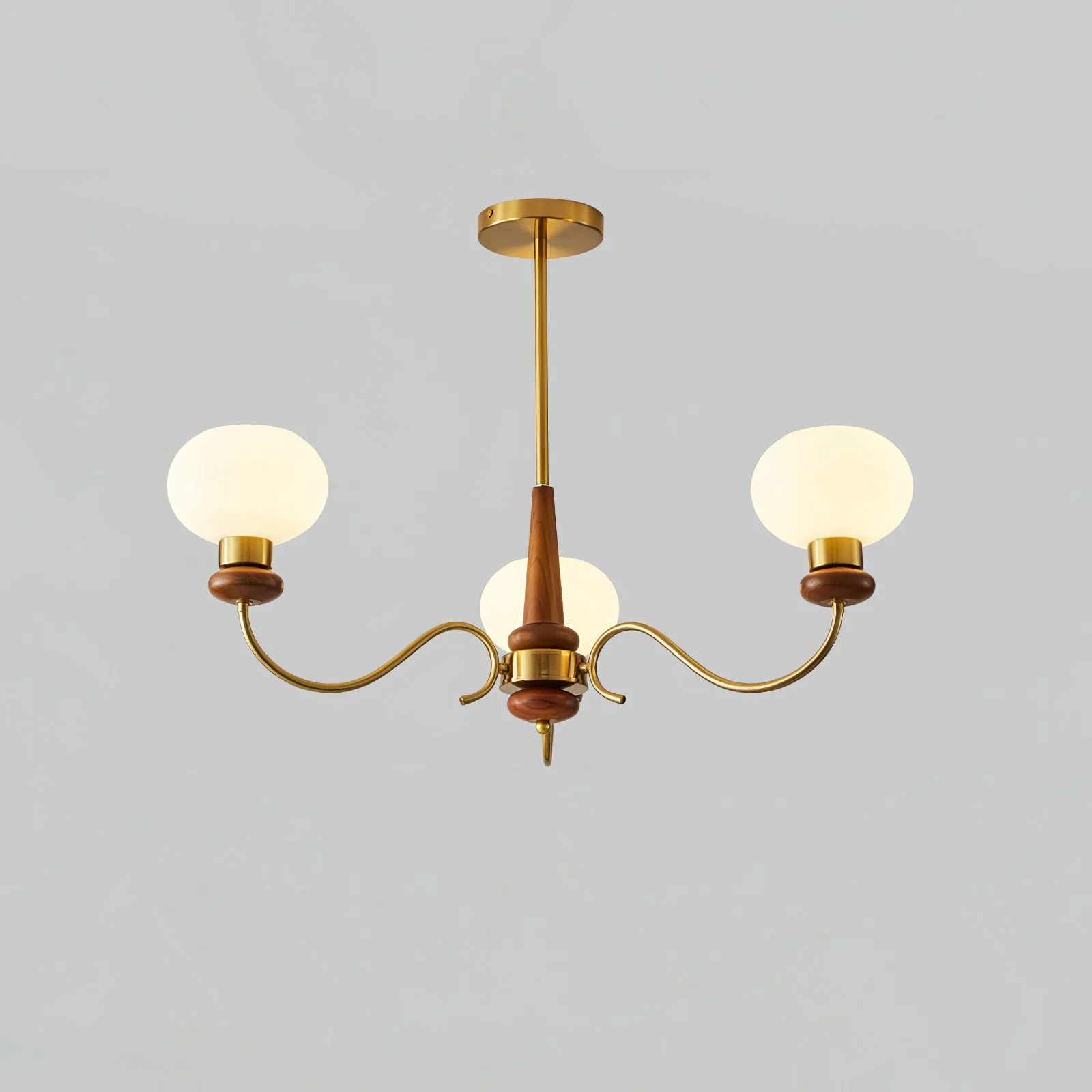 Lustra Chandelier Brass Wood Globe Classic - Image 10