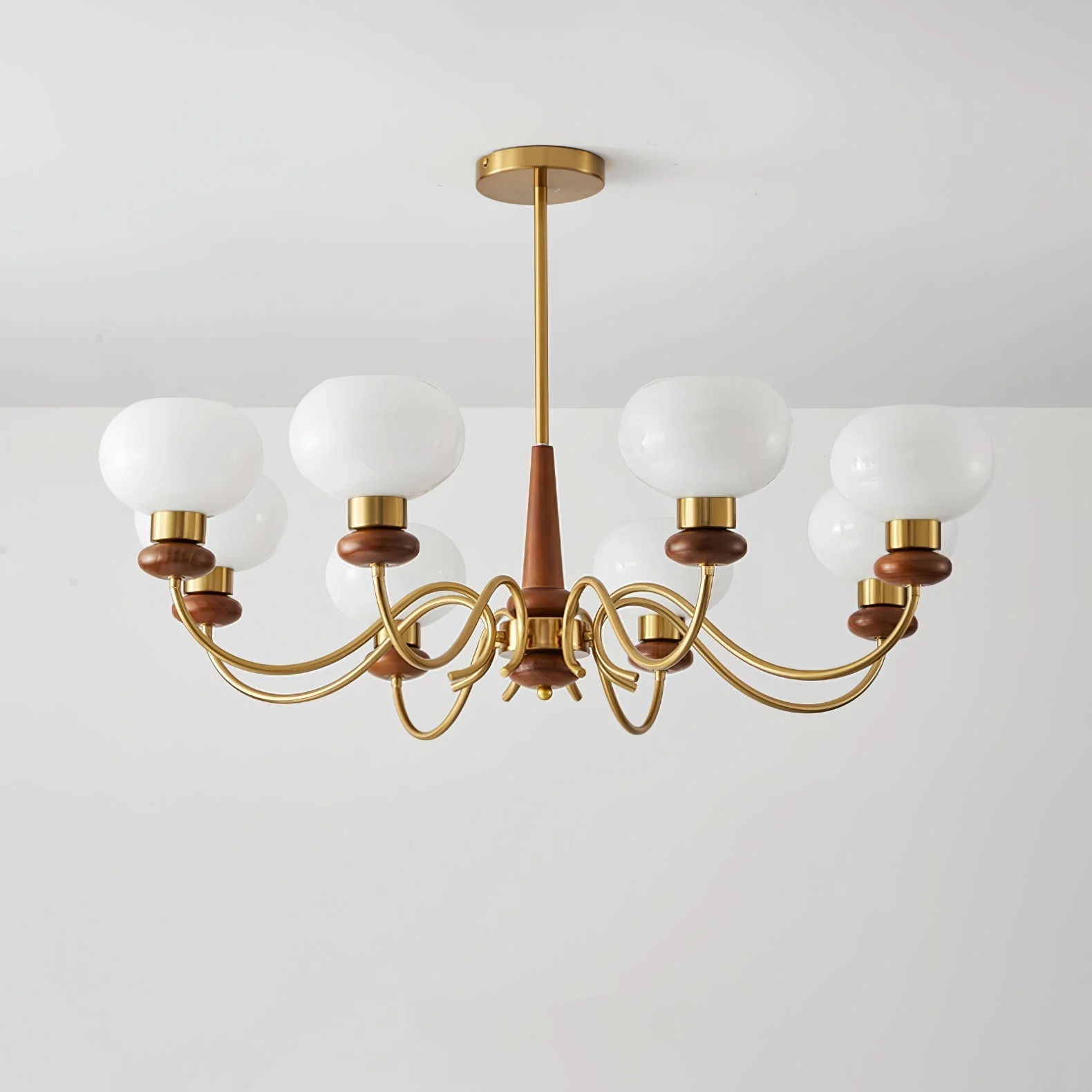 Lustra Chandelier Brass Wood Globe Classic - Image 2