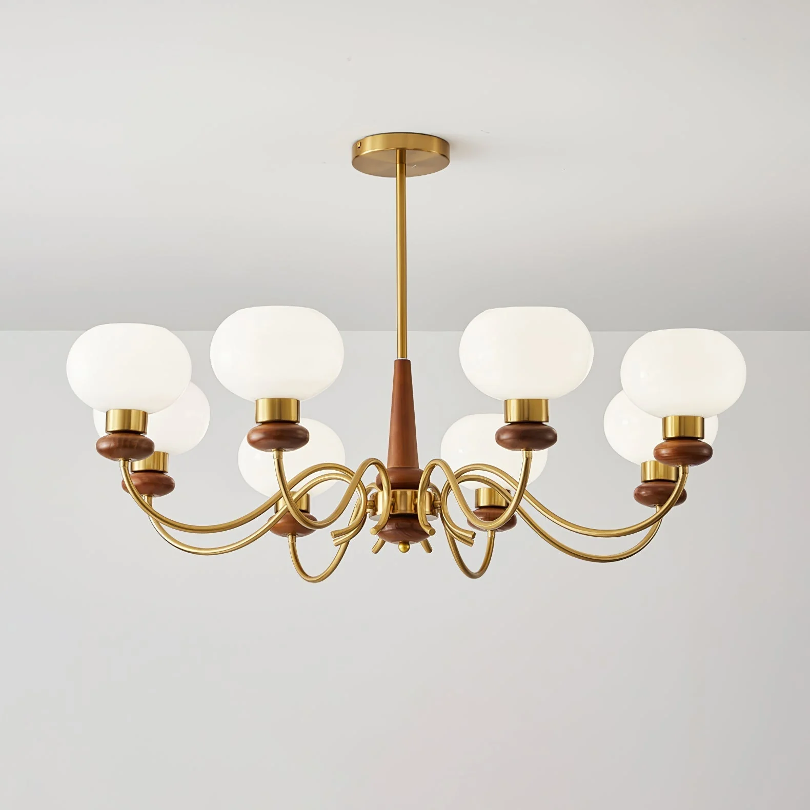 Lustra Chandelier Brass Wood Globe Classic - Image 23