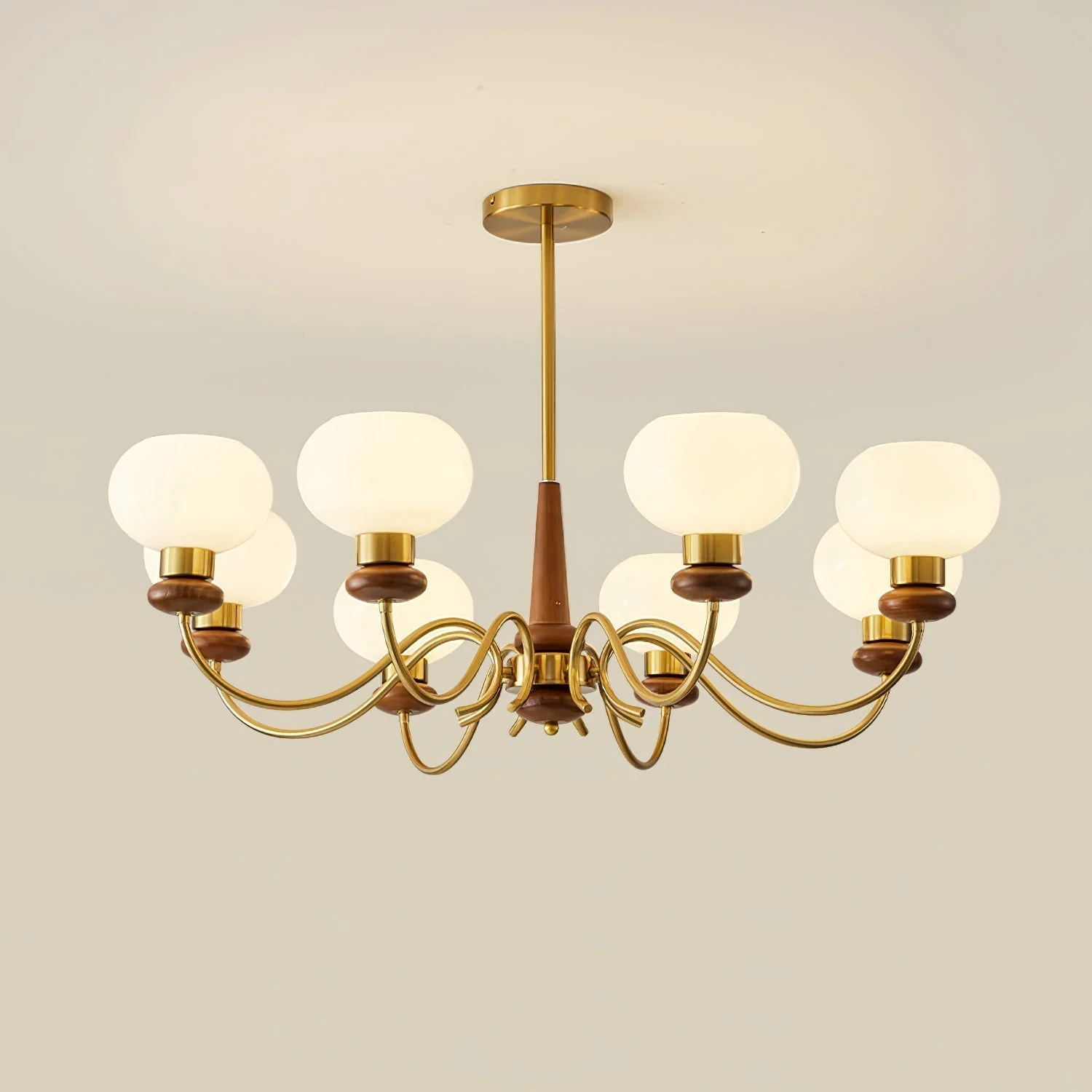 Lustra Chandelier Brass Wood Globe Classic - Image 3