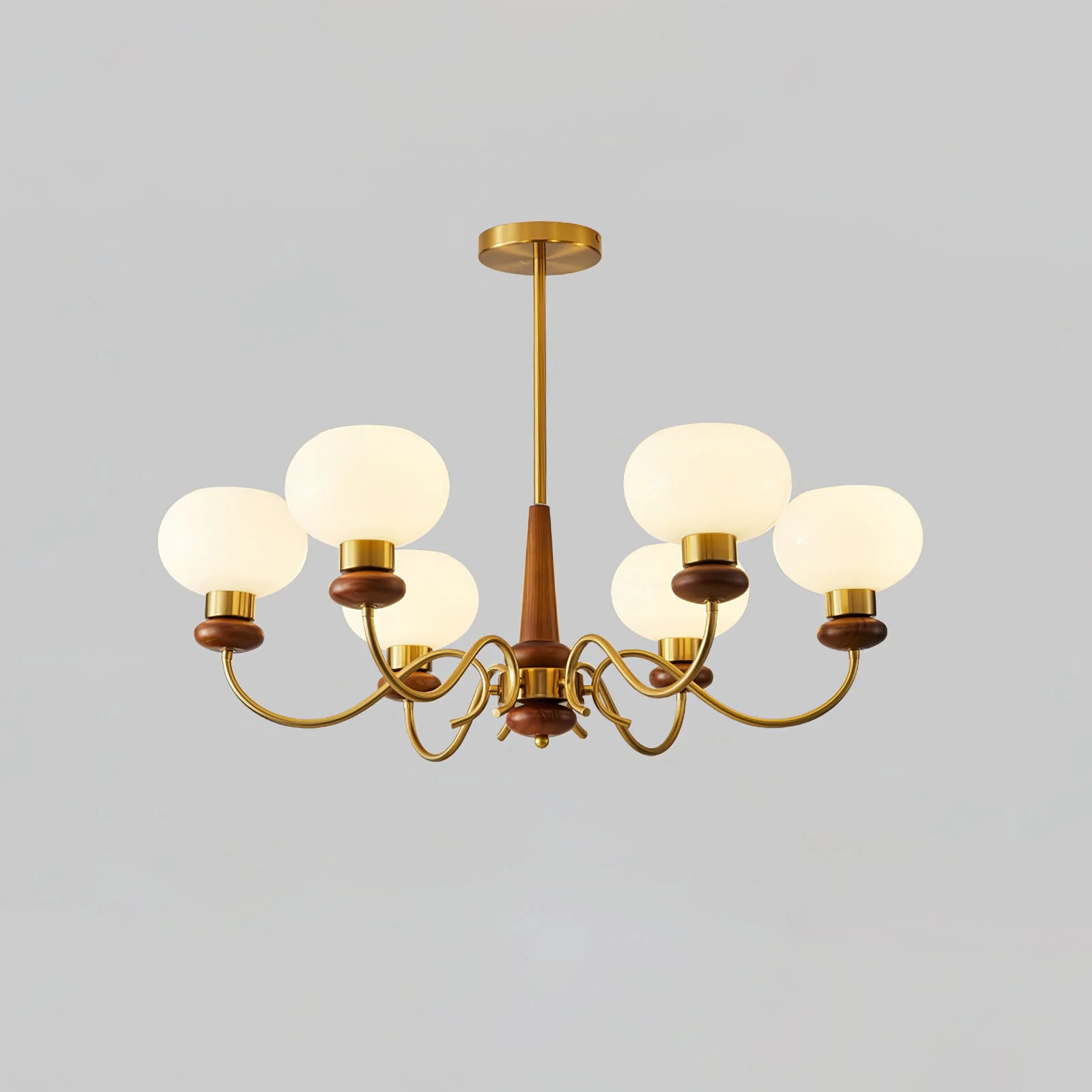 Lustra Chandelier Brass Wood Globe Classic - Image 8