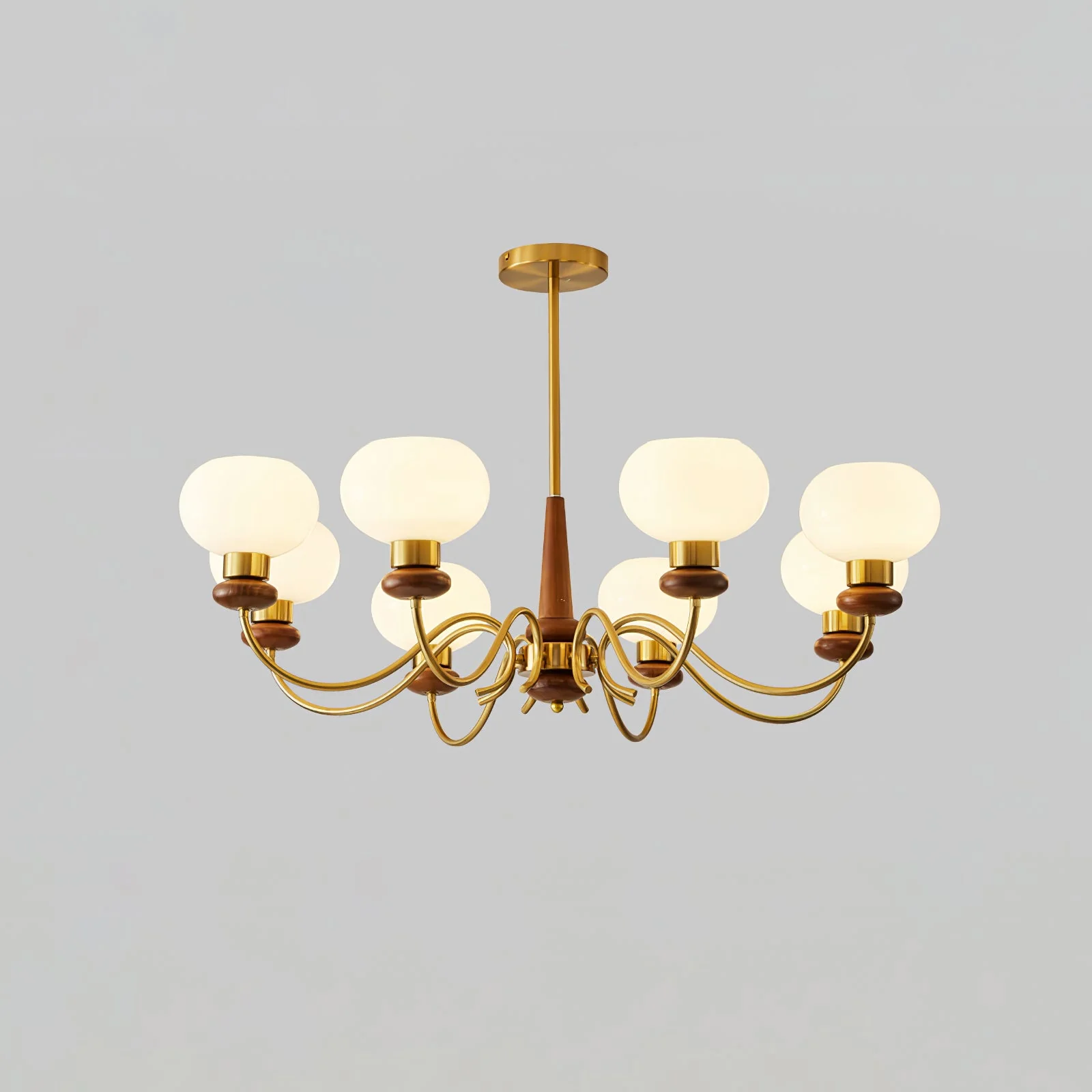 Lustra Chandelier Brass Wood Globe Classic - Image 9