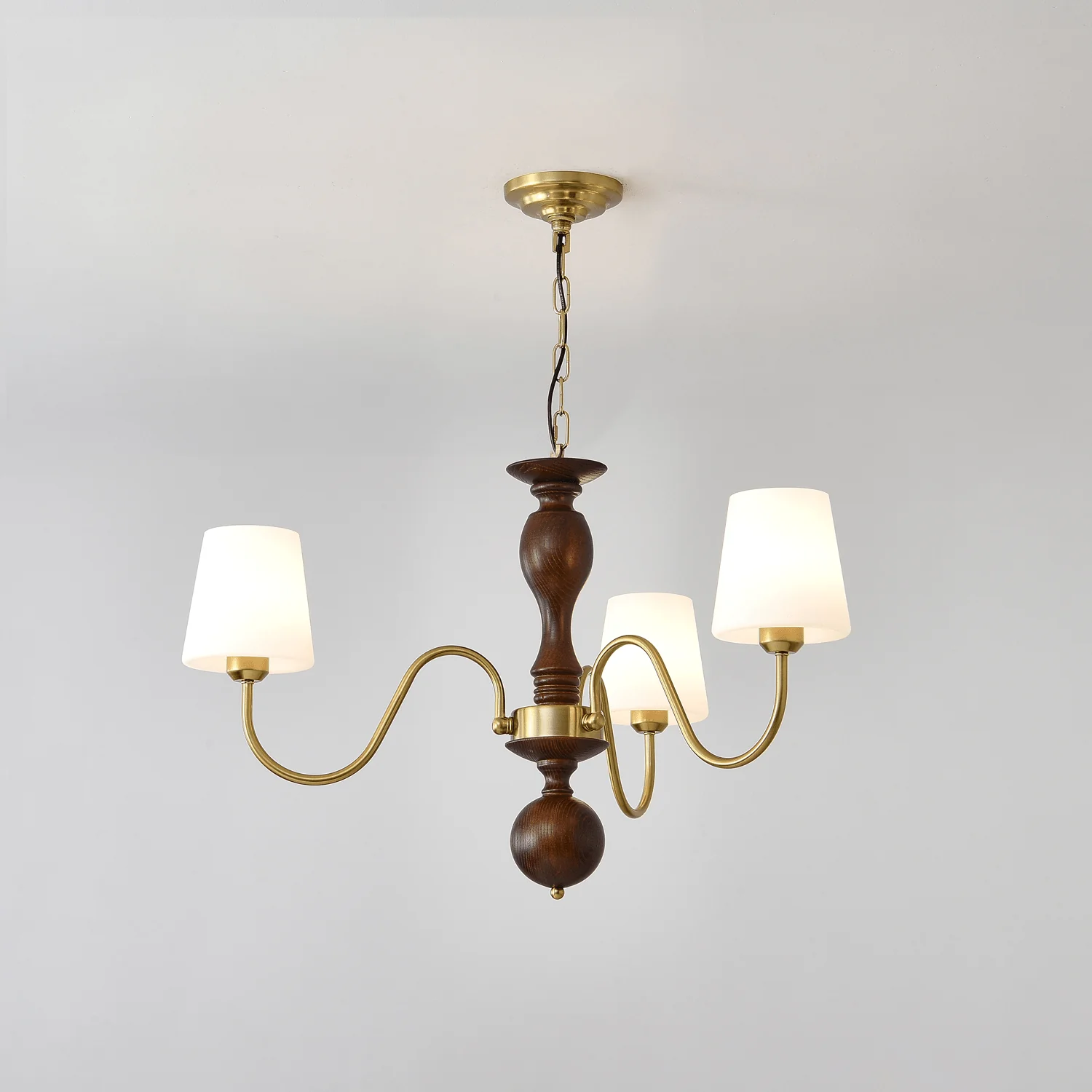 Lustra Chandelier Brass Wood Rustic Vintage - Image 8