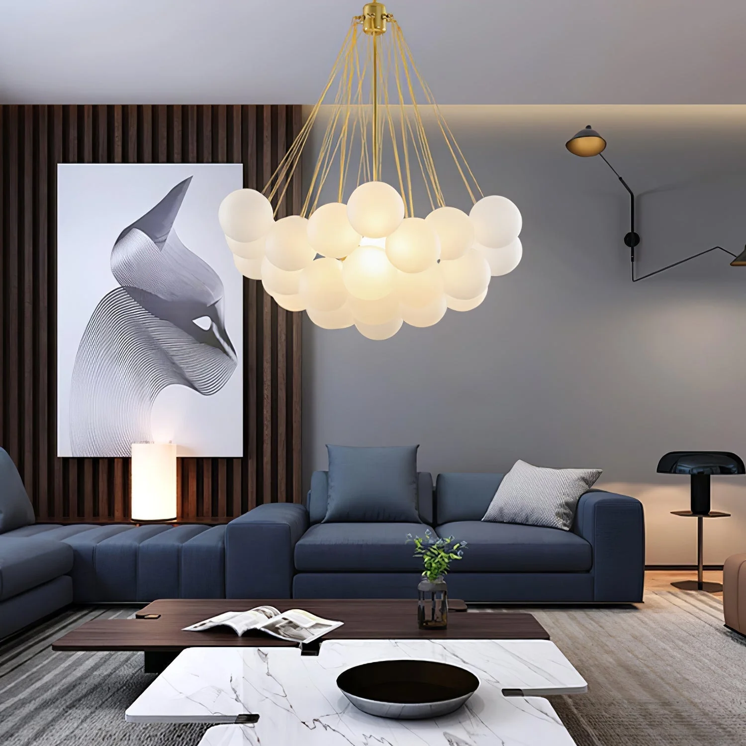 Lustra Chandelier Bubble Frosted Glass - Image 30