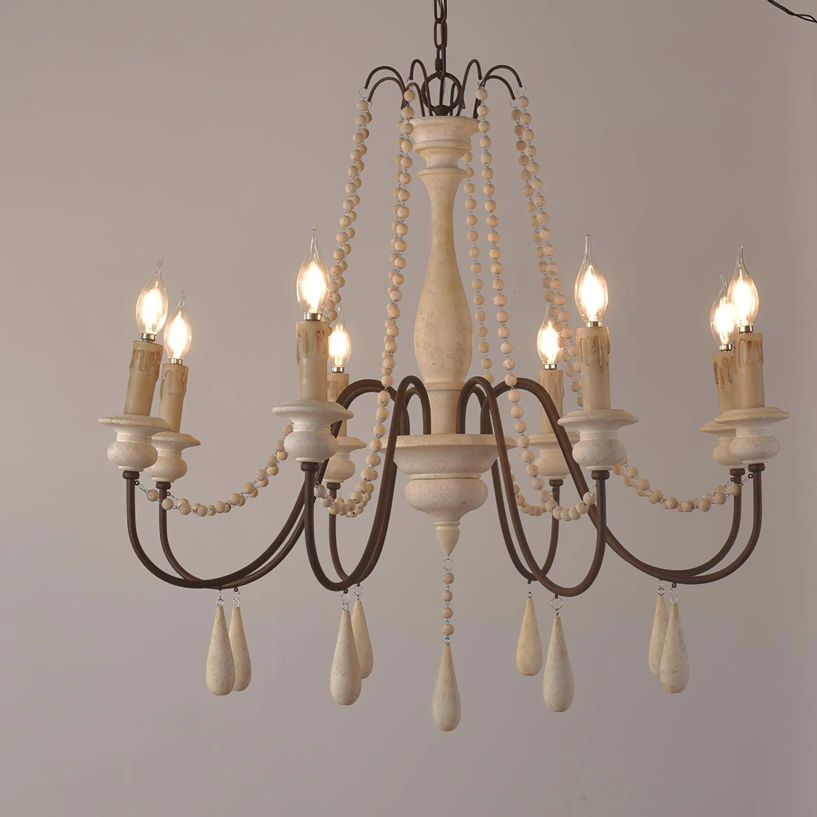 Lustra Chandelier Candle Scroll Arm Rustic - Image 2