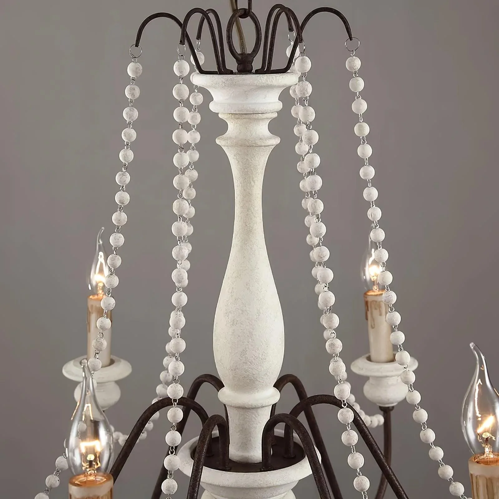 Lustra Chandelier Candle Scroll Arm Rustic - Image 24