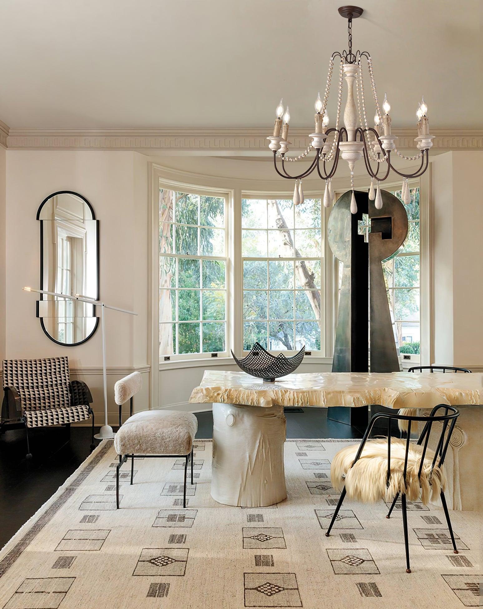 Lustra Chandelier Candle Scroll Arm Rustic - Image 3