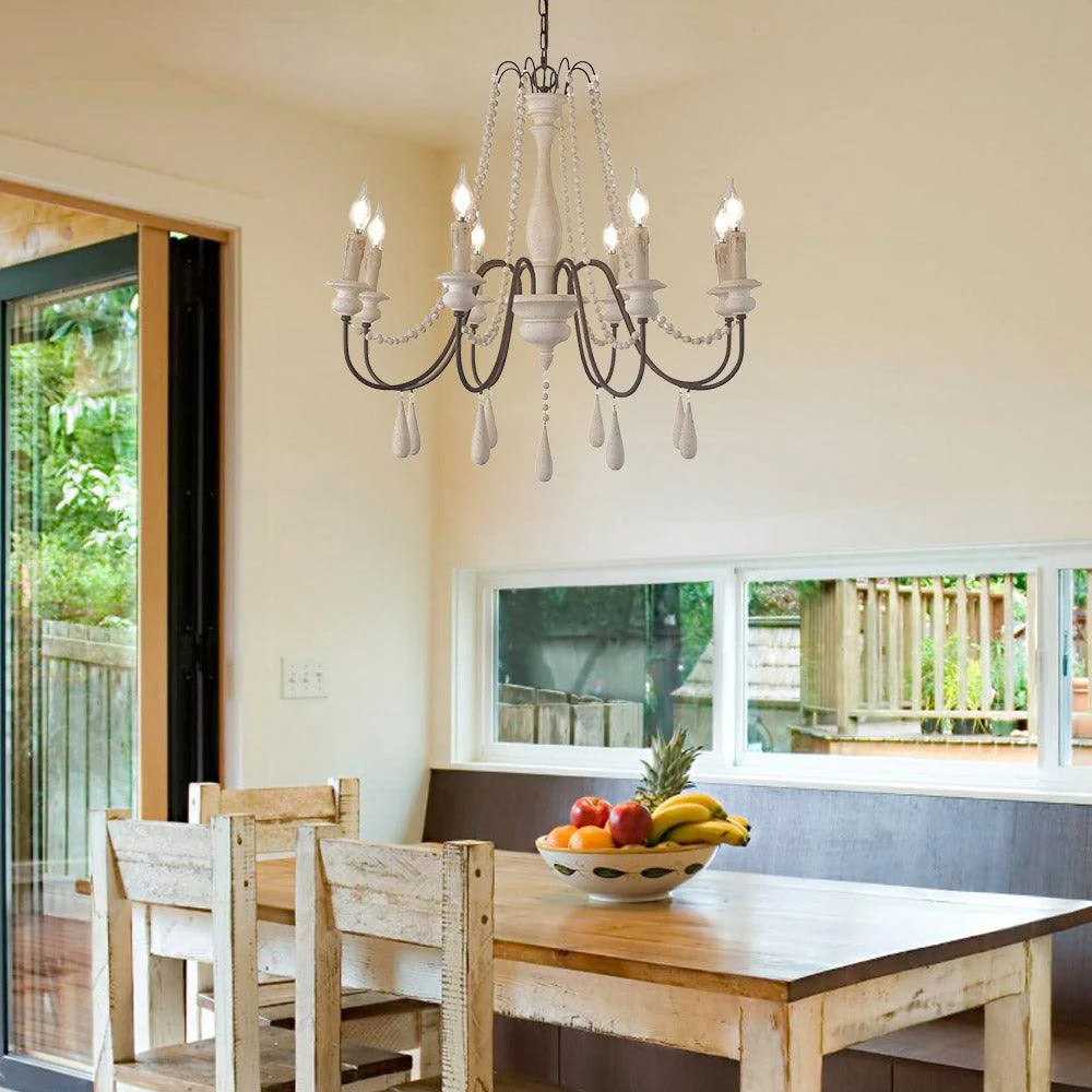 Lustra Chandelier Candle Scroll Arm Rustic - Image 34