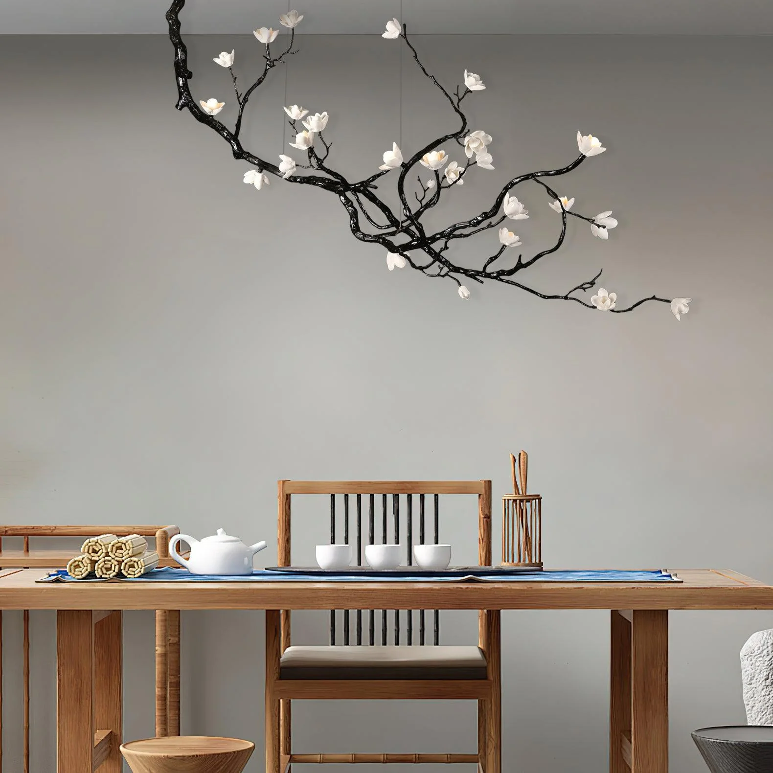 Lustra Chandelier Ceramic Flower Black Branch - Image 12