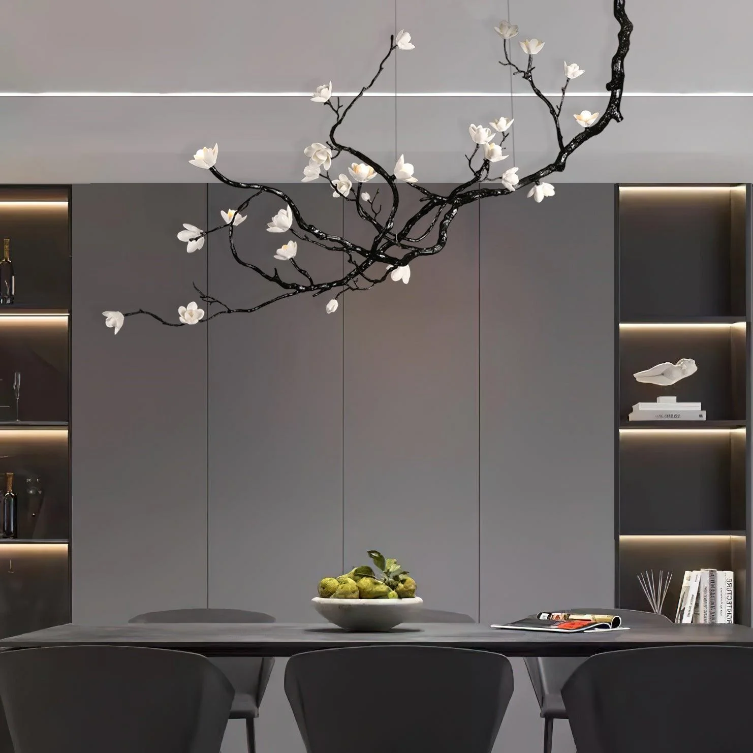 Lustra Chandelier Ceramic Flower Black Branch - Image 2
