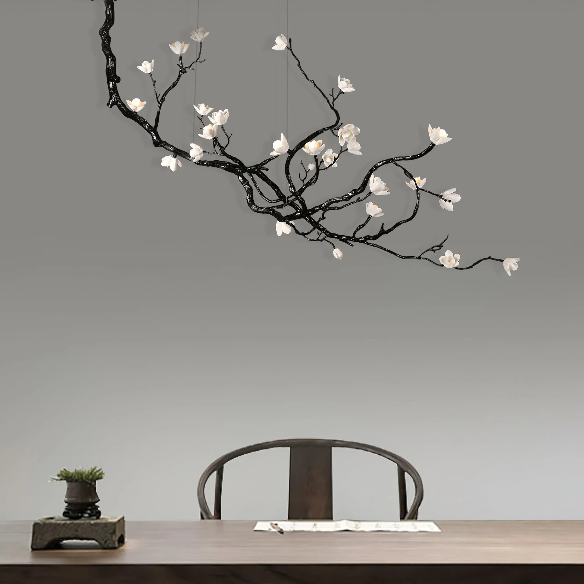 Lustra Chandelier Ceramic Flower Black Branch - Image 4