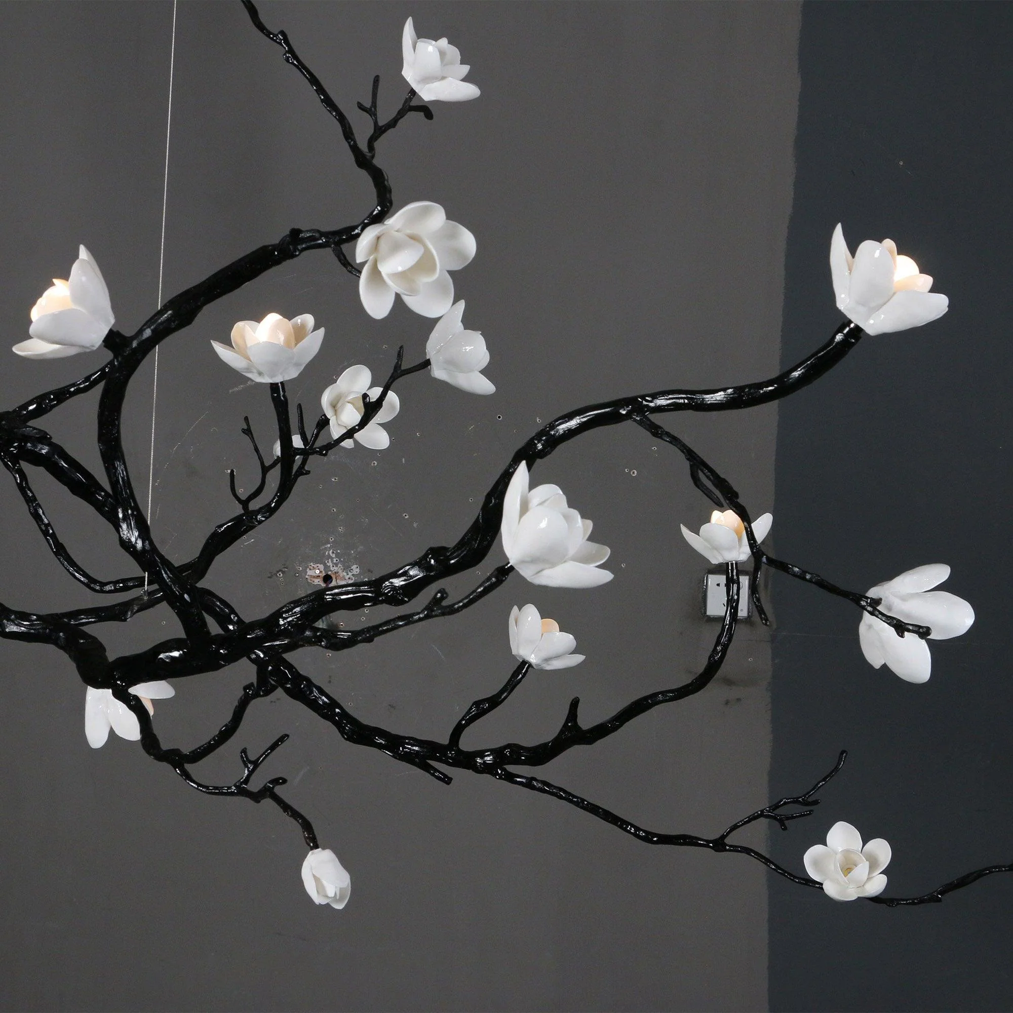Lustra Chandelier Ceramic Flower Black Branch - Image 7