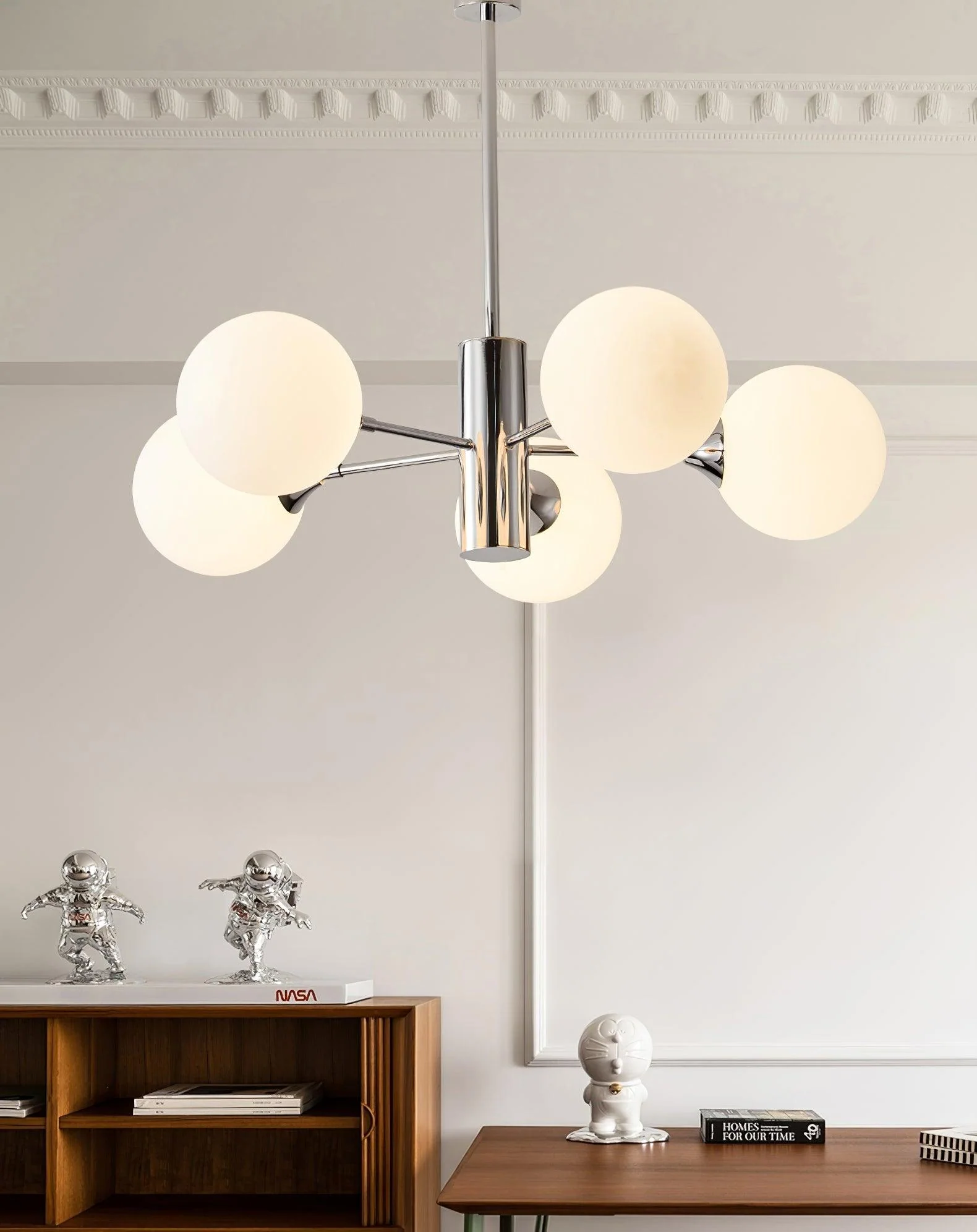 Lustra Chandelier Chrome Glass Globe - Image 11
