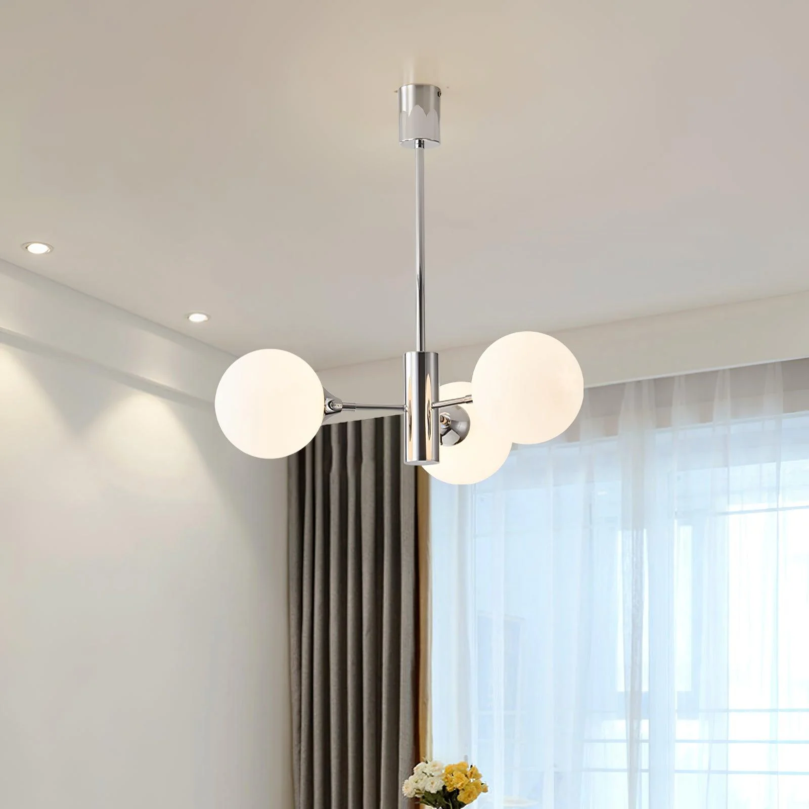 Lustra Chandelier Chrome Glass Globe - Image 12