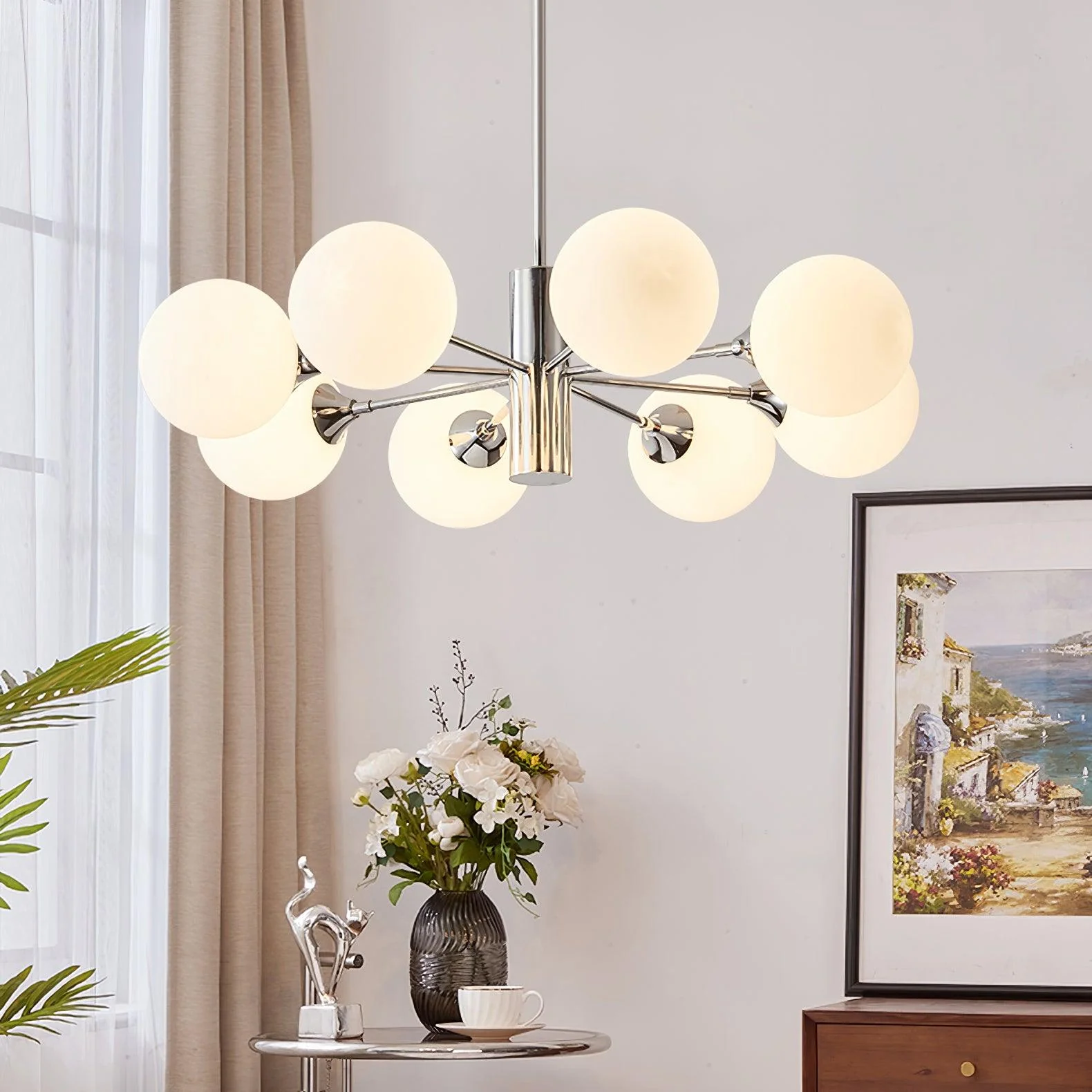 Lustra Chandelier Chrome Glass Globe - Image 16