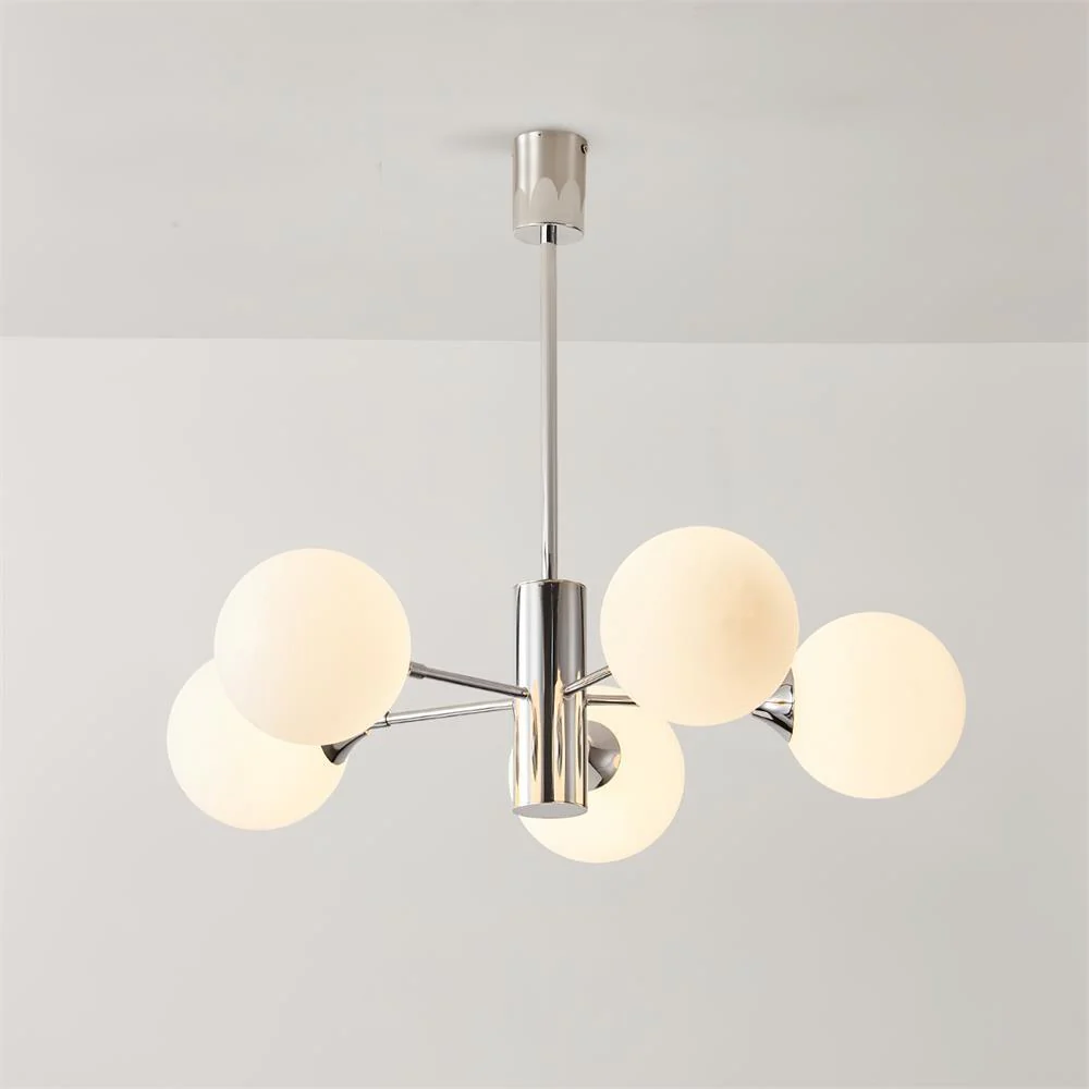 Lustra Chandelier Chrome Glass Globe - Image 2