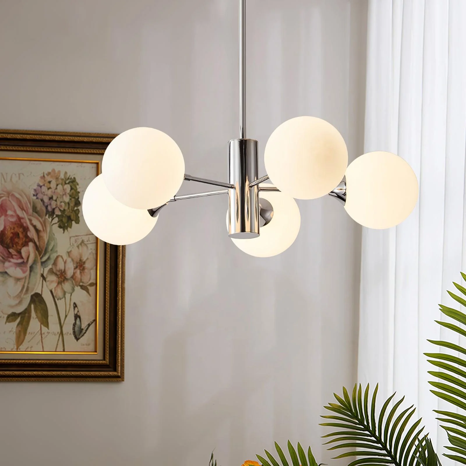 Lustra Chandelier Chrome Glass Globe - Image 22