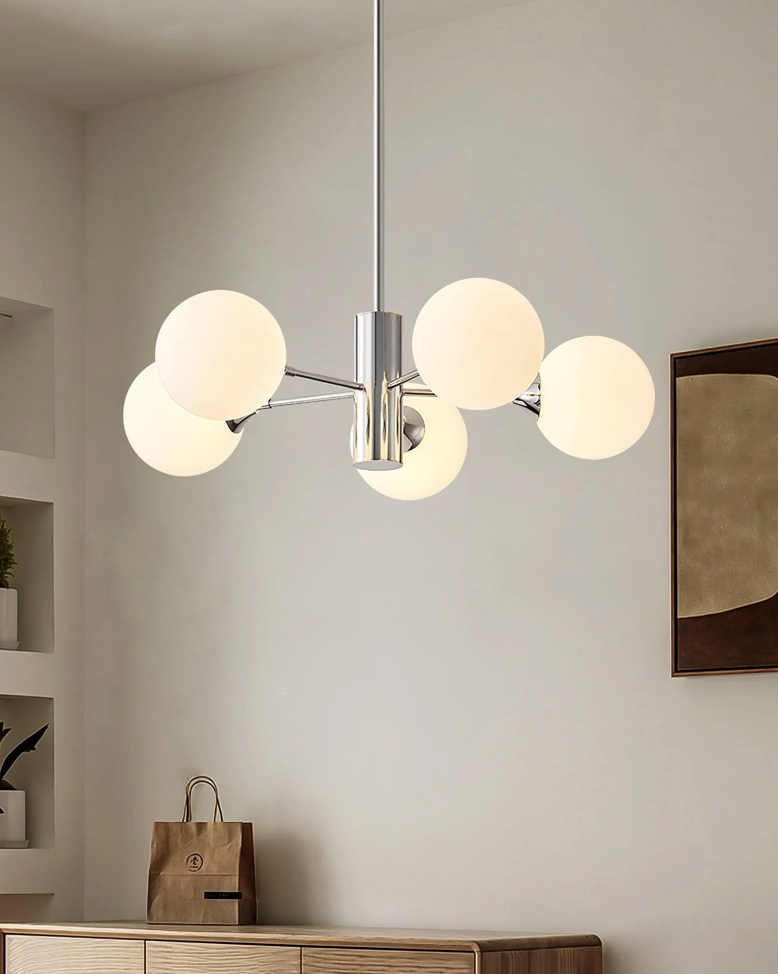 Lustra Chandelier Chrome Glass Globe - Image 23