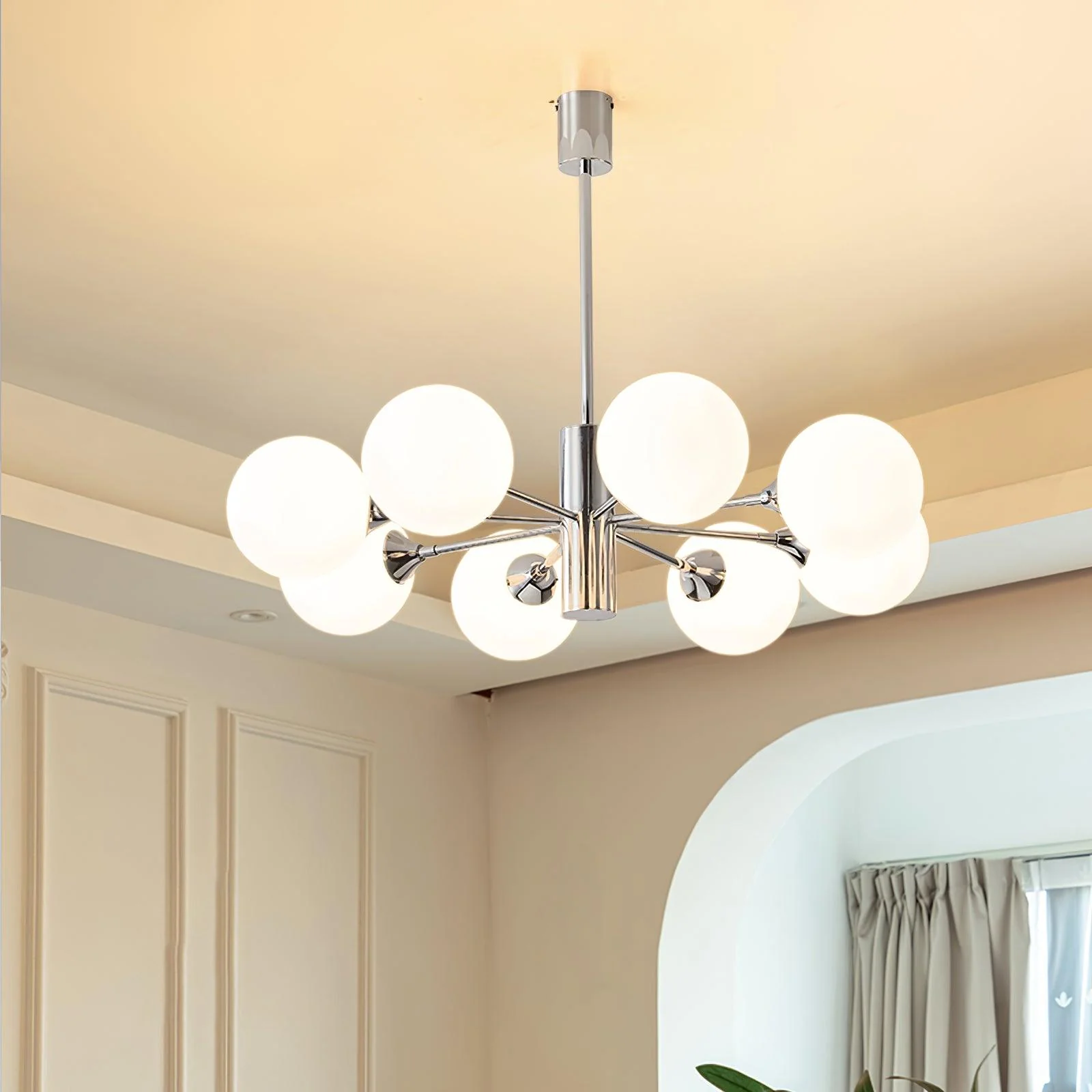 Lustra Chandelier Chrome Glass Globe - Image 24