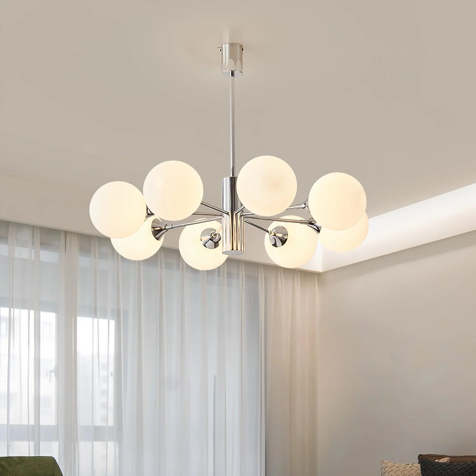 Lustra Chandelier Chrome Glass Globe - Image 26