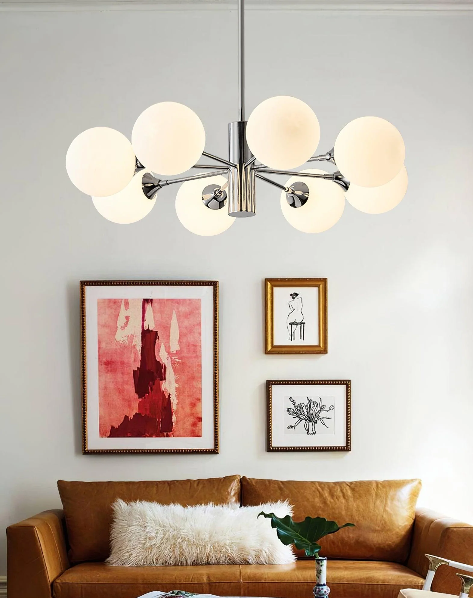 Lustra Chandelier Chrome Glass Globe - Image 29
