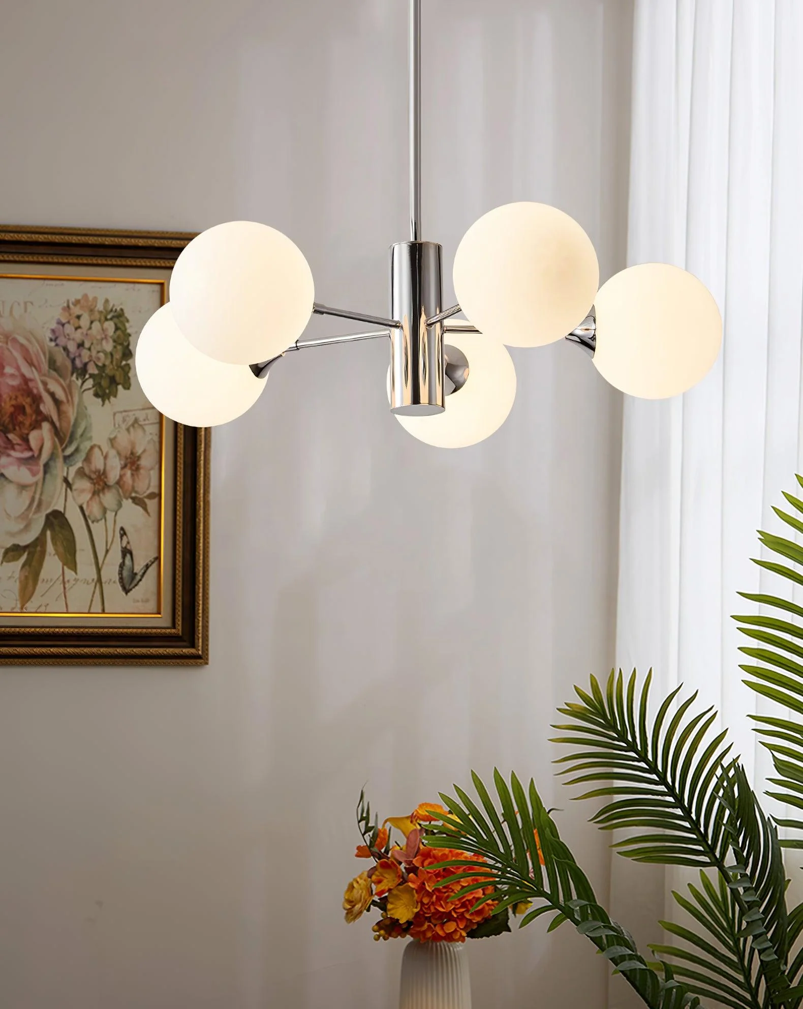 Lustra Chandelier Chrome Glass Globe - Image 31