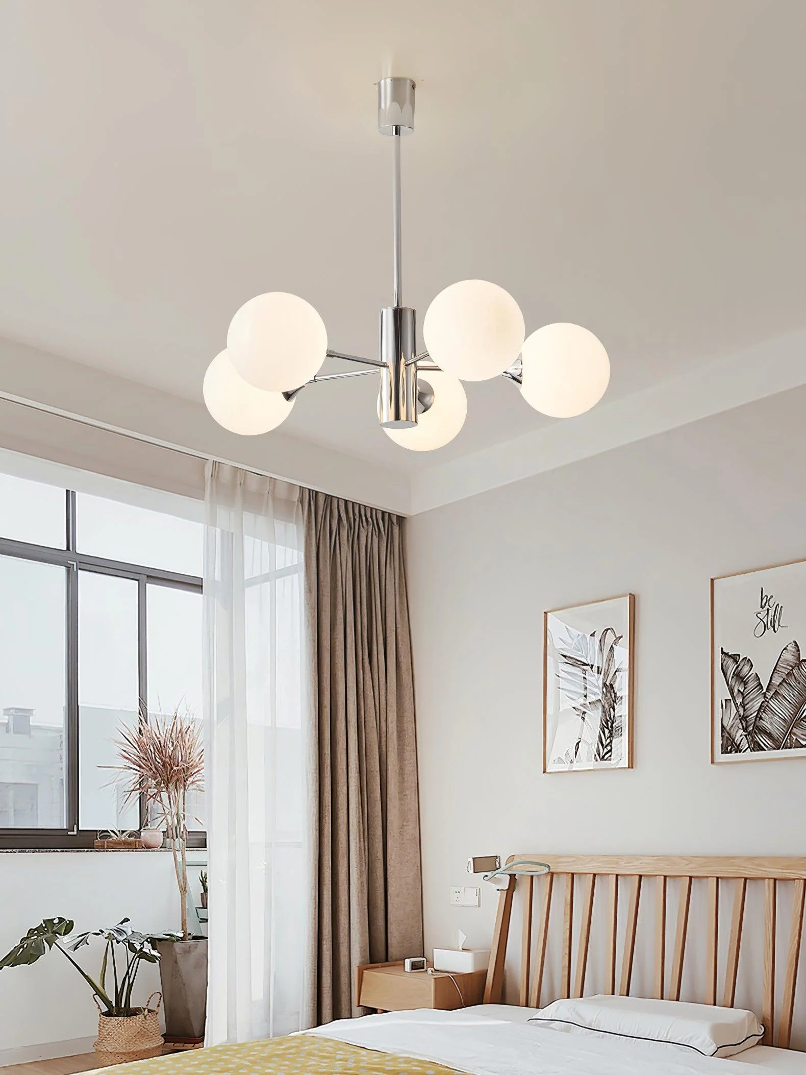 Lustra Chandelier Chrome Glass Globe - Image 32