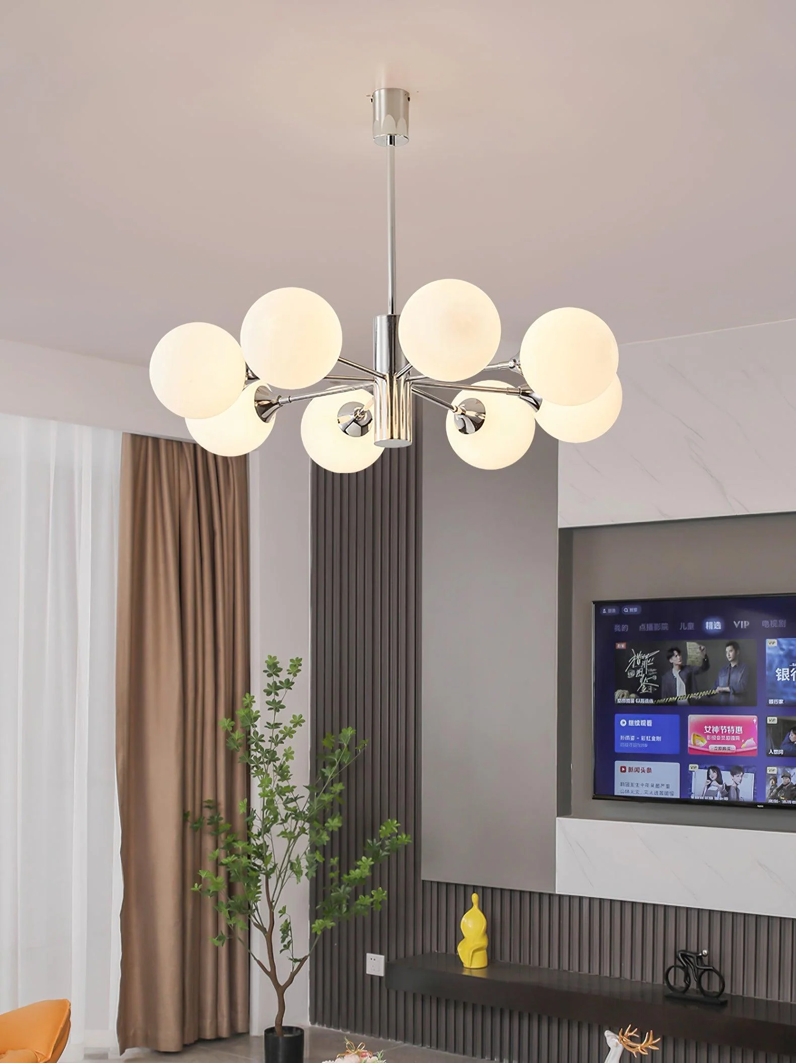 Lustra Chandelier Chrome Glass Globe - Image 33