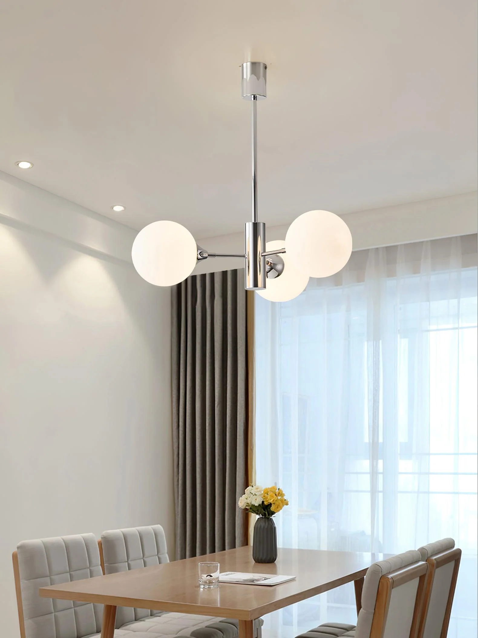 Lustra Chandelier Chrome Glass Globe - Image 34