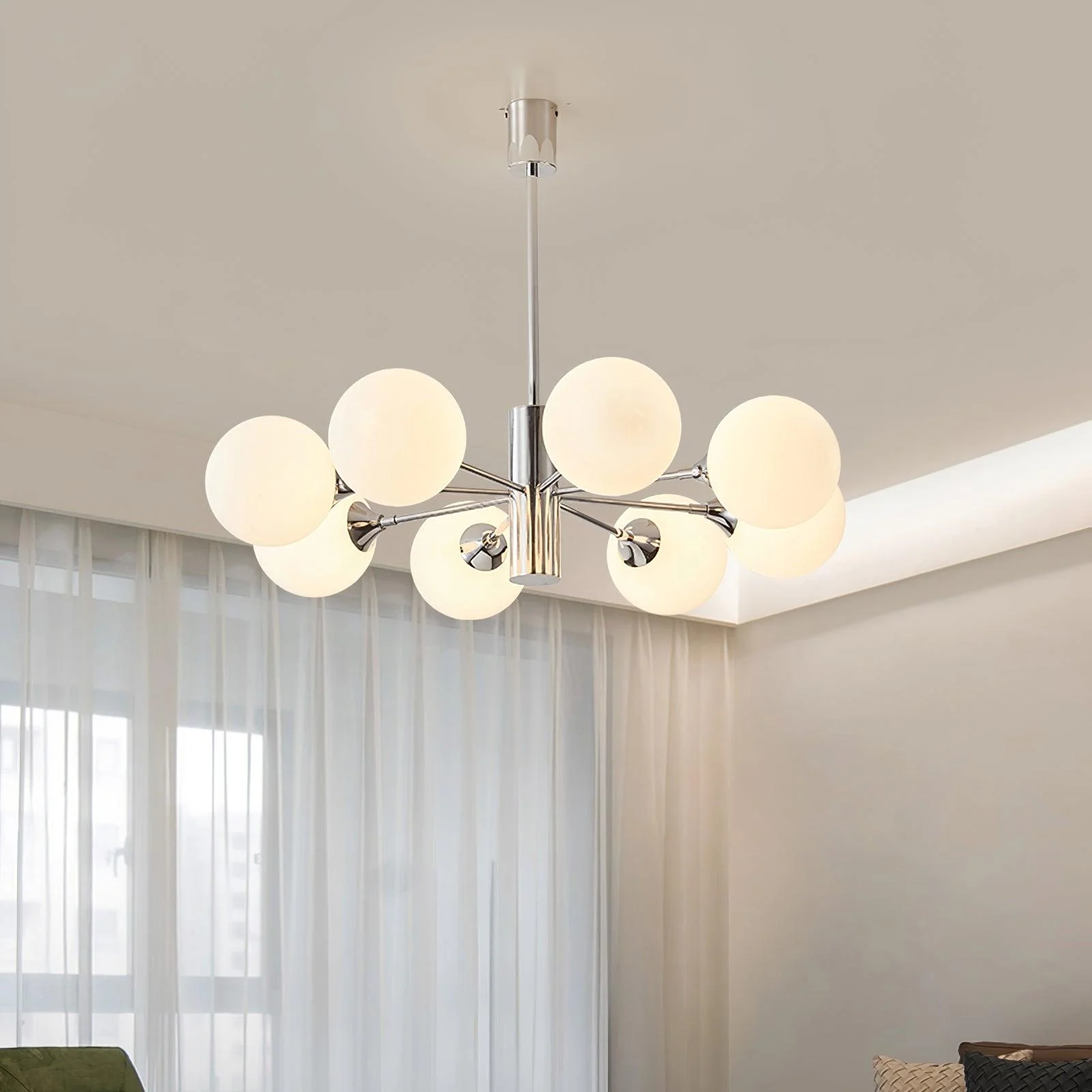 Lustra Chandelier Chrome Glass Globe - Image 4