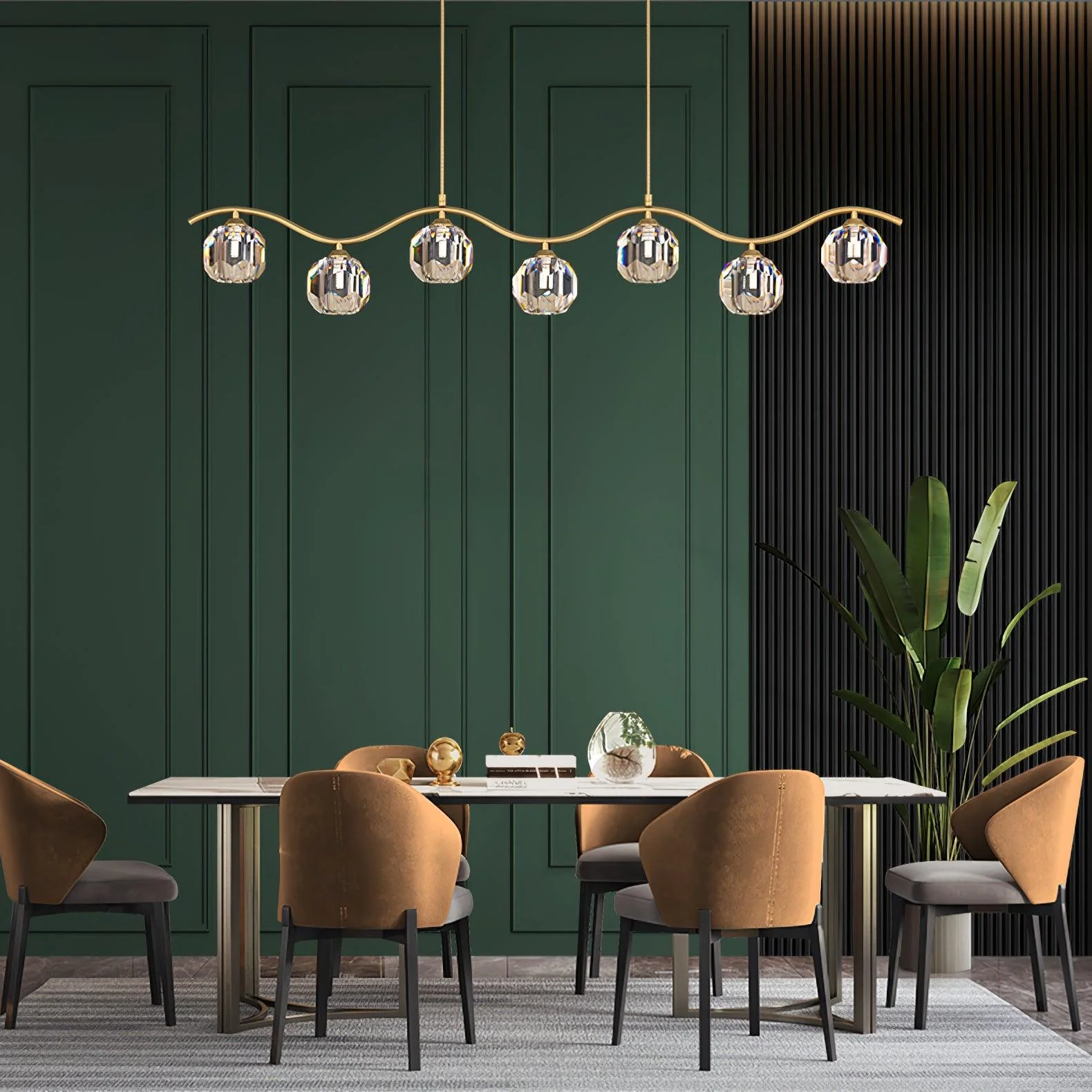 Lustra Chandelier Copper and Crystal Geometrical - Image 11