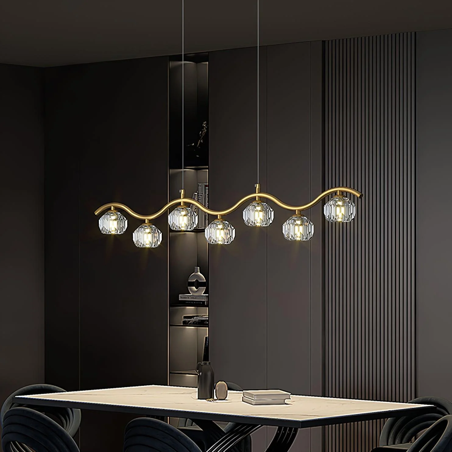 Lustra Chandelier Copper and Crystal Geometrical - Image 13