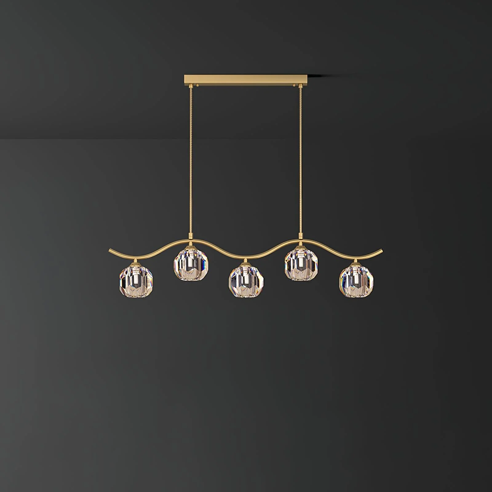 Lustra Chandelier Copper and Crystal Geometrical - Image 15