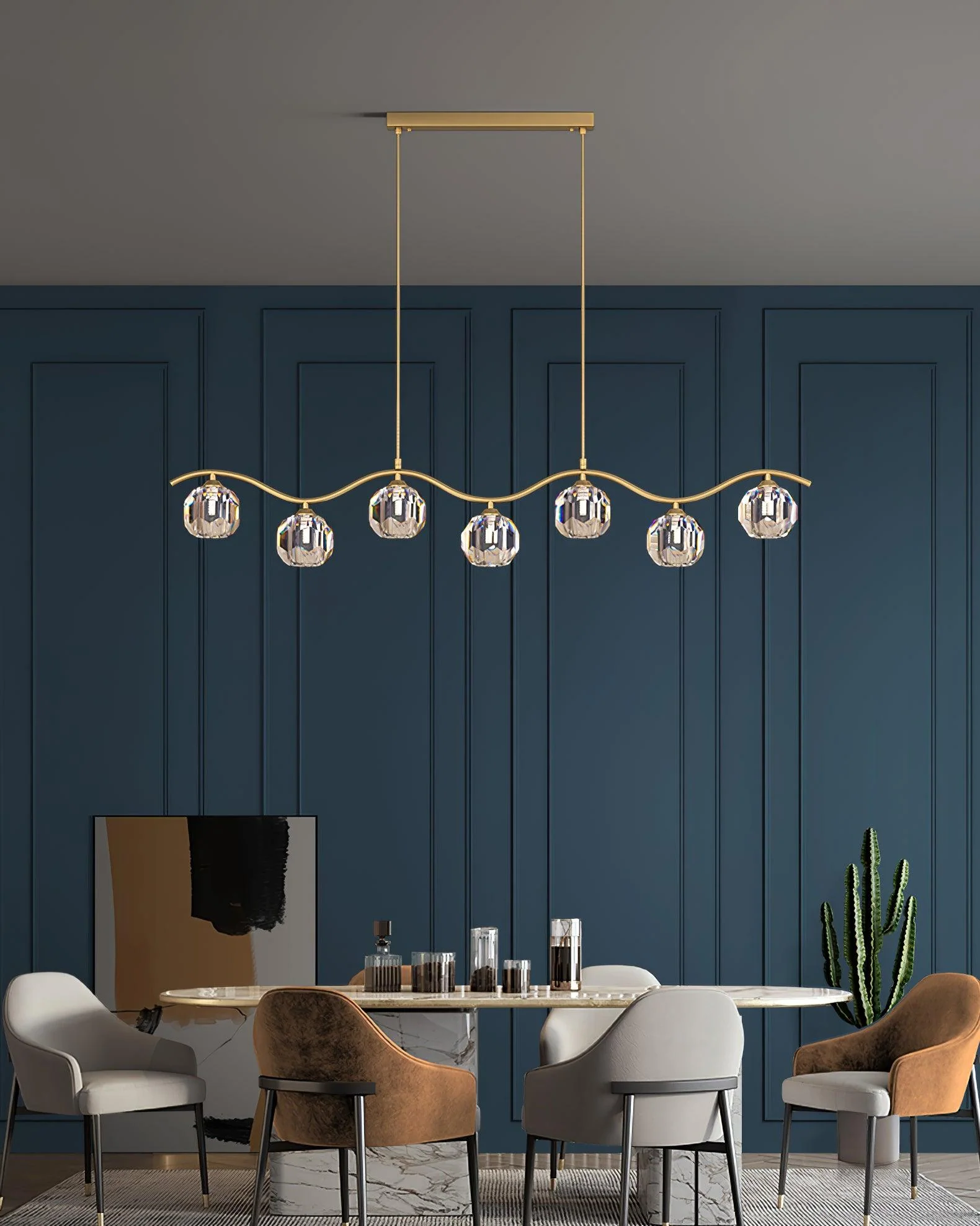 Lustra Chandelier Copper and Crystal Geometrical - Image 17