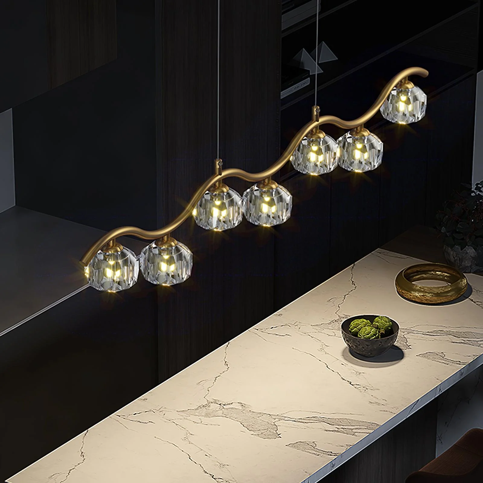 Lustra Chandelier Copper and Crystal Geometrical - Image 19