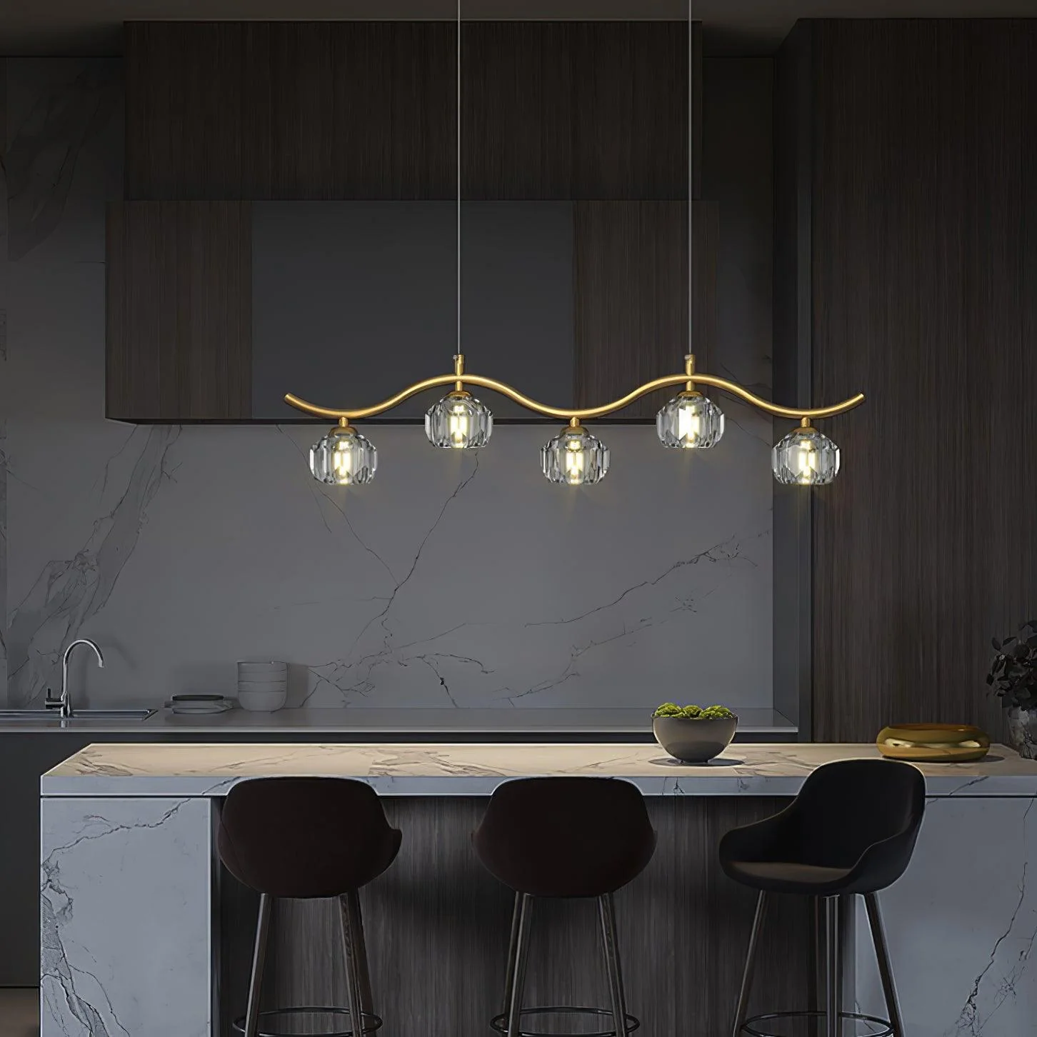 Lustra Chandelier Copper and Crystal Geometrical - Image 20