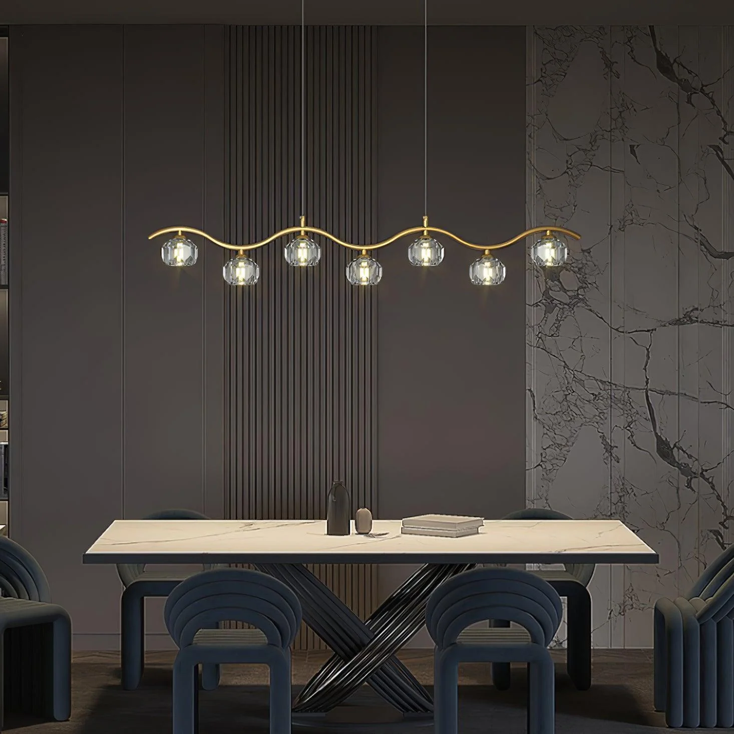 Lustra Chandelier Copper and Crystal Geometrical - Image 21
