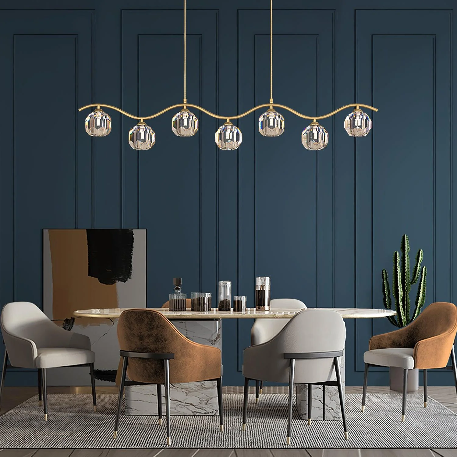 Lustra Chandelier Copper and Crystal Geometrical - Image 25