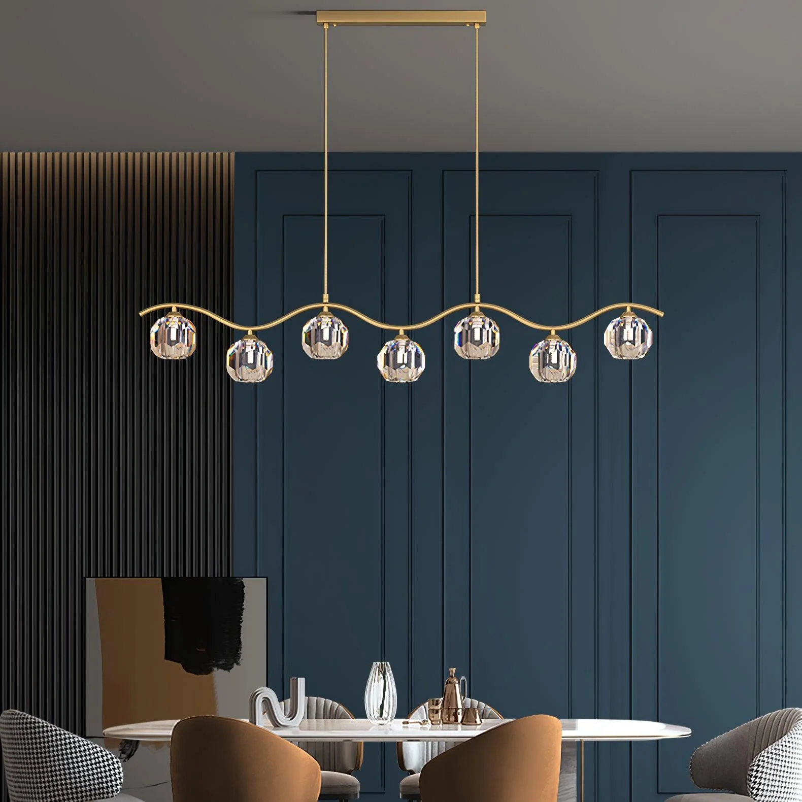 Lustra Chandelier Copper and Crystal Geometrical - Image 4
