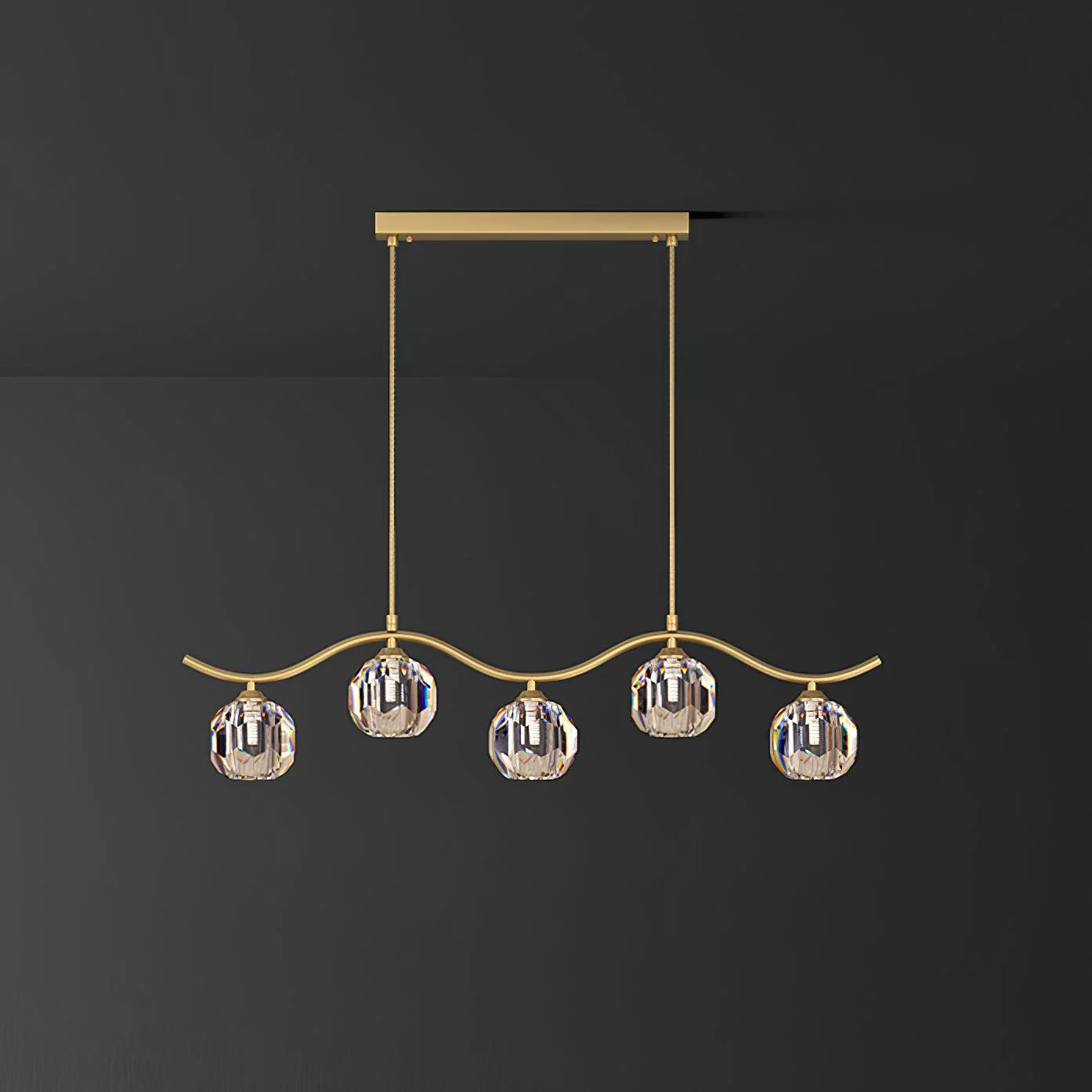 Lustra Chandelier Copper and Crystal Geometrical - Image 9