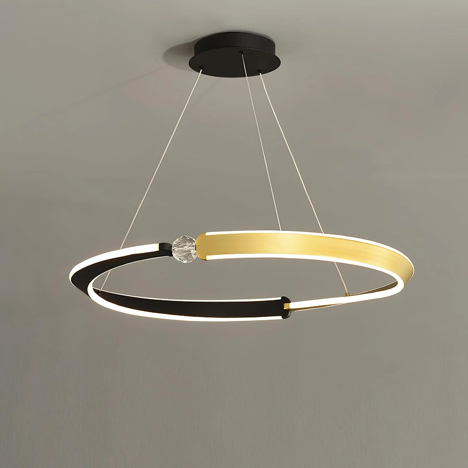 Lustra Chandelier Crystal Black Gold Dining LED - Image 15