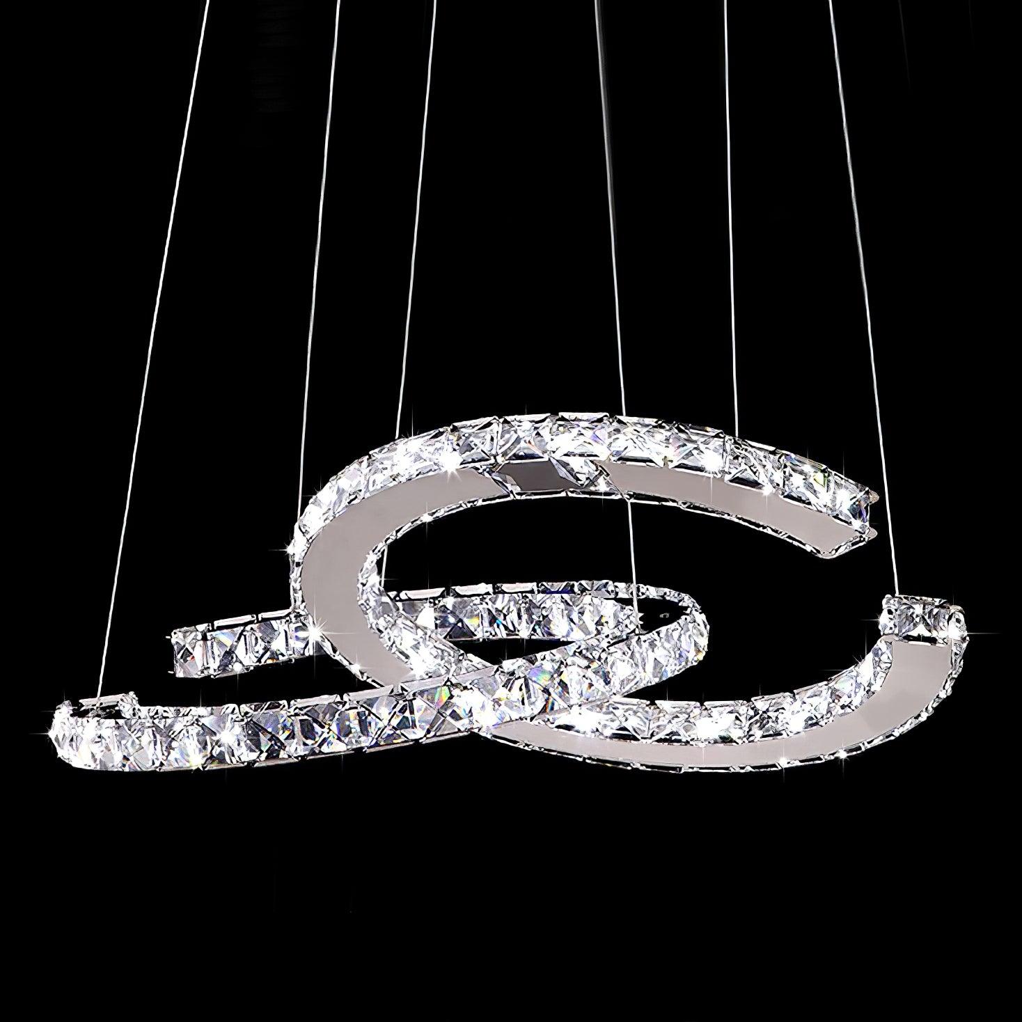 Lustra Chandelier Crystal Double C Modern Silver 2-Ring - Image 50