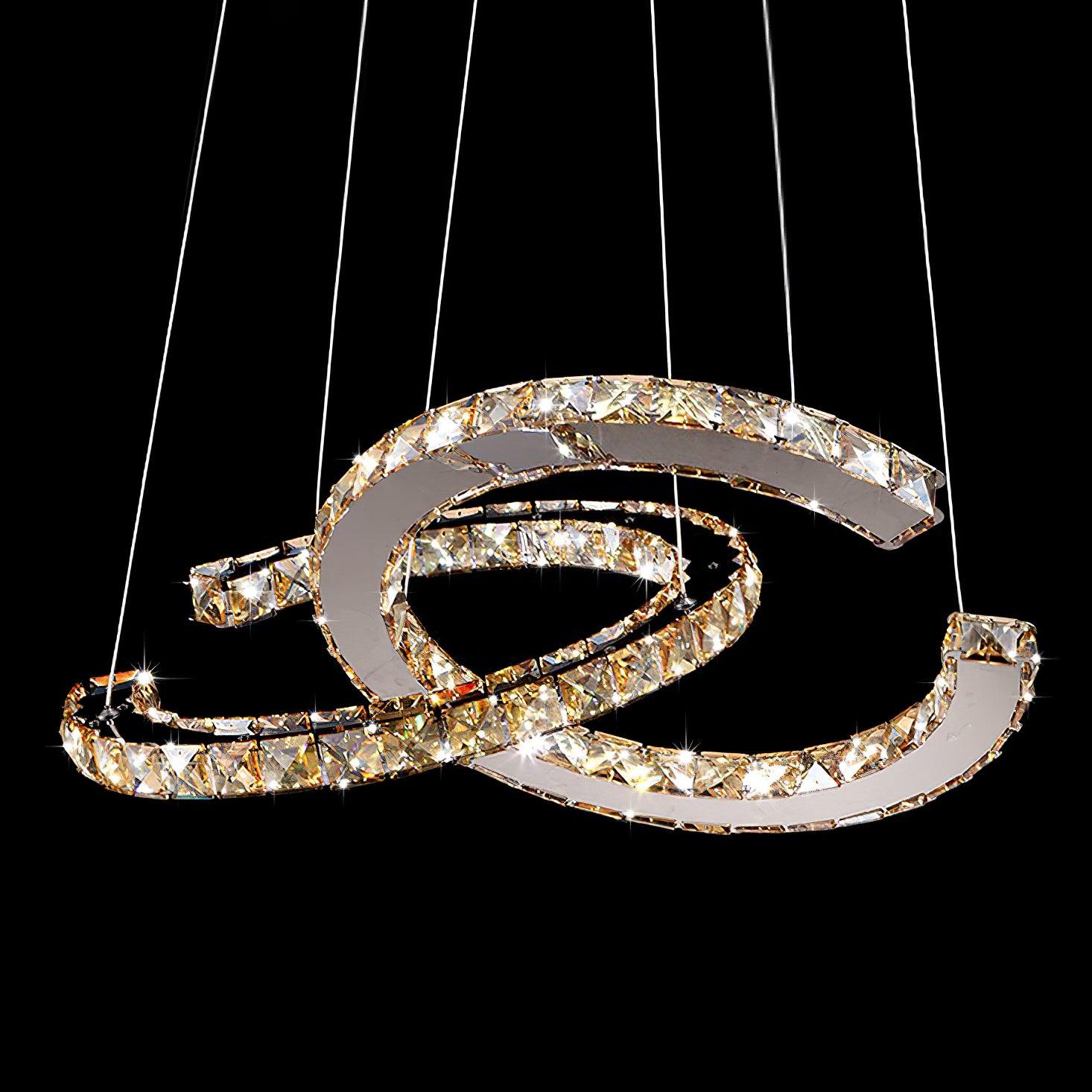Lustra Chandelier Crystal Double C Modern Silver 2-Ring - Image 51