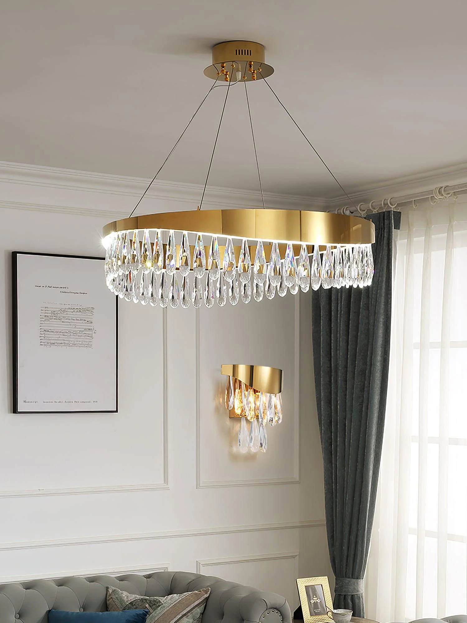 Lustra Chandelier Crystal Ring LED Polished - Image 10