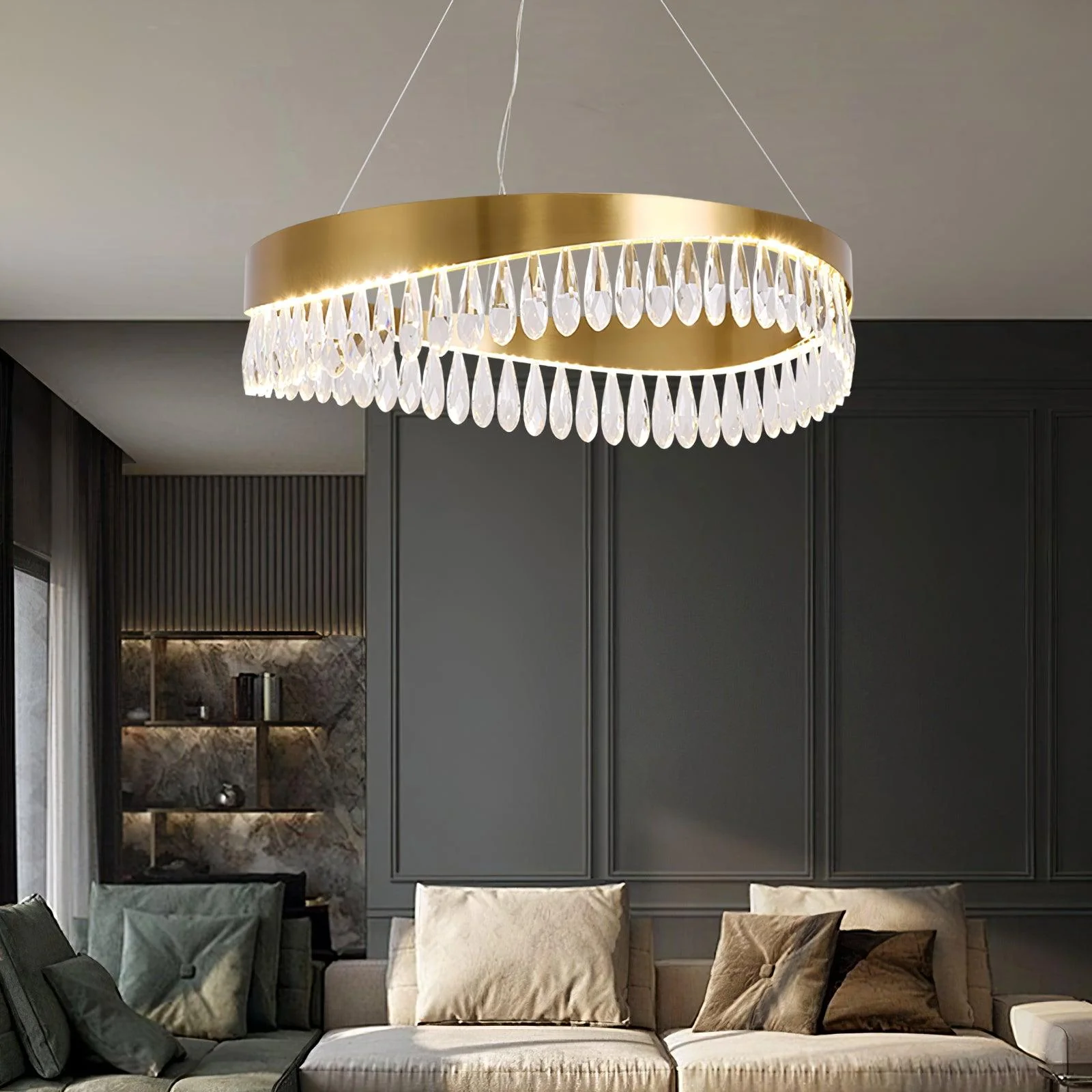 Lustra Chandelier Crystal Ring LED Polished - Image 3