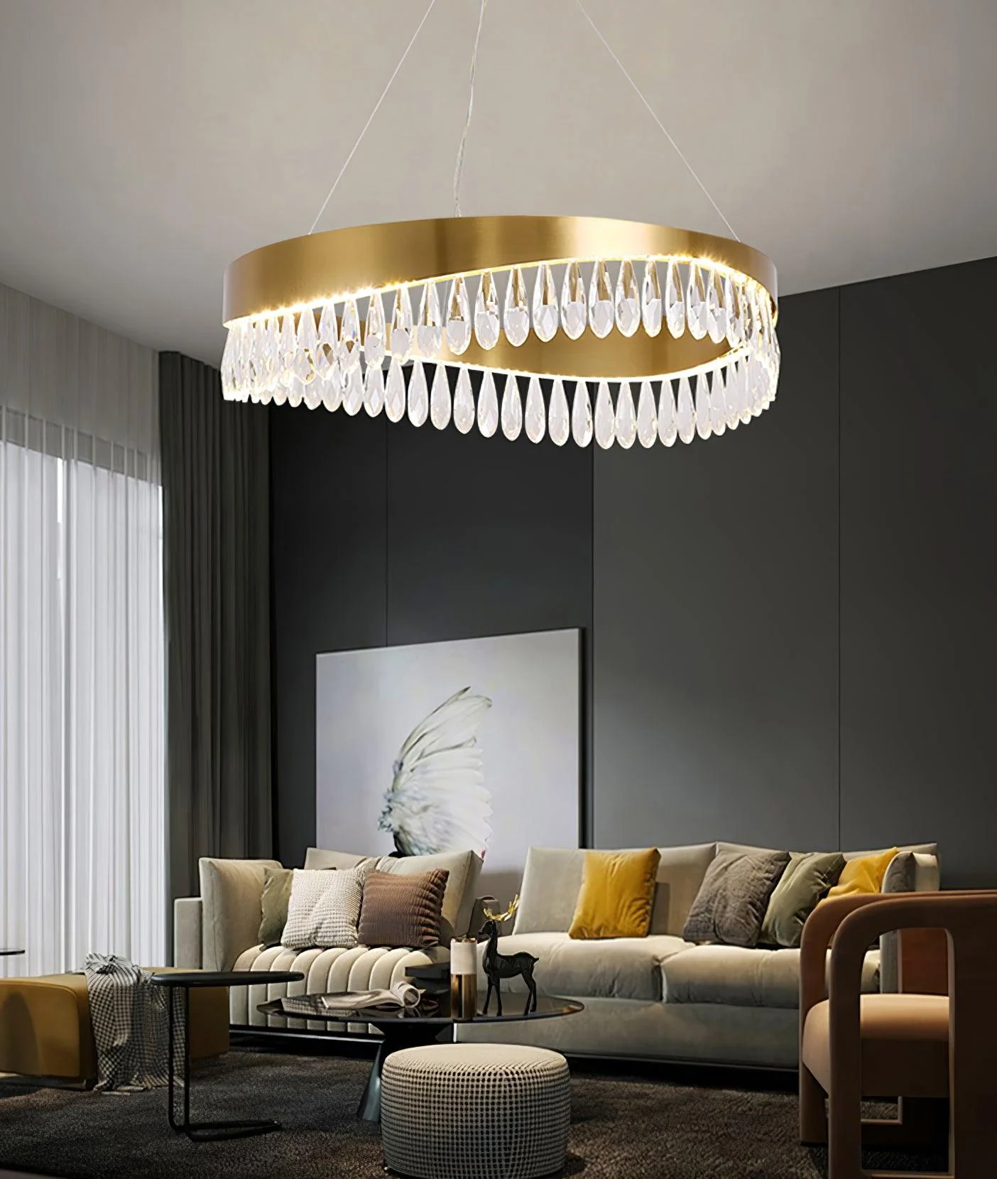 Lustra Chandelier Crystal Ring LED Polished - Image 8