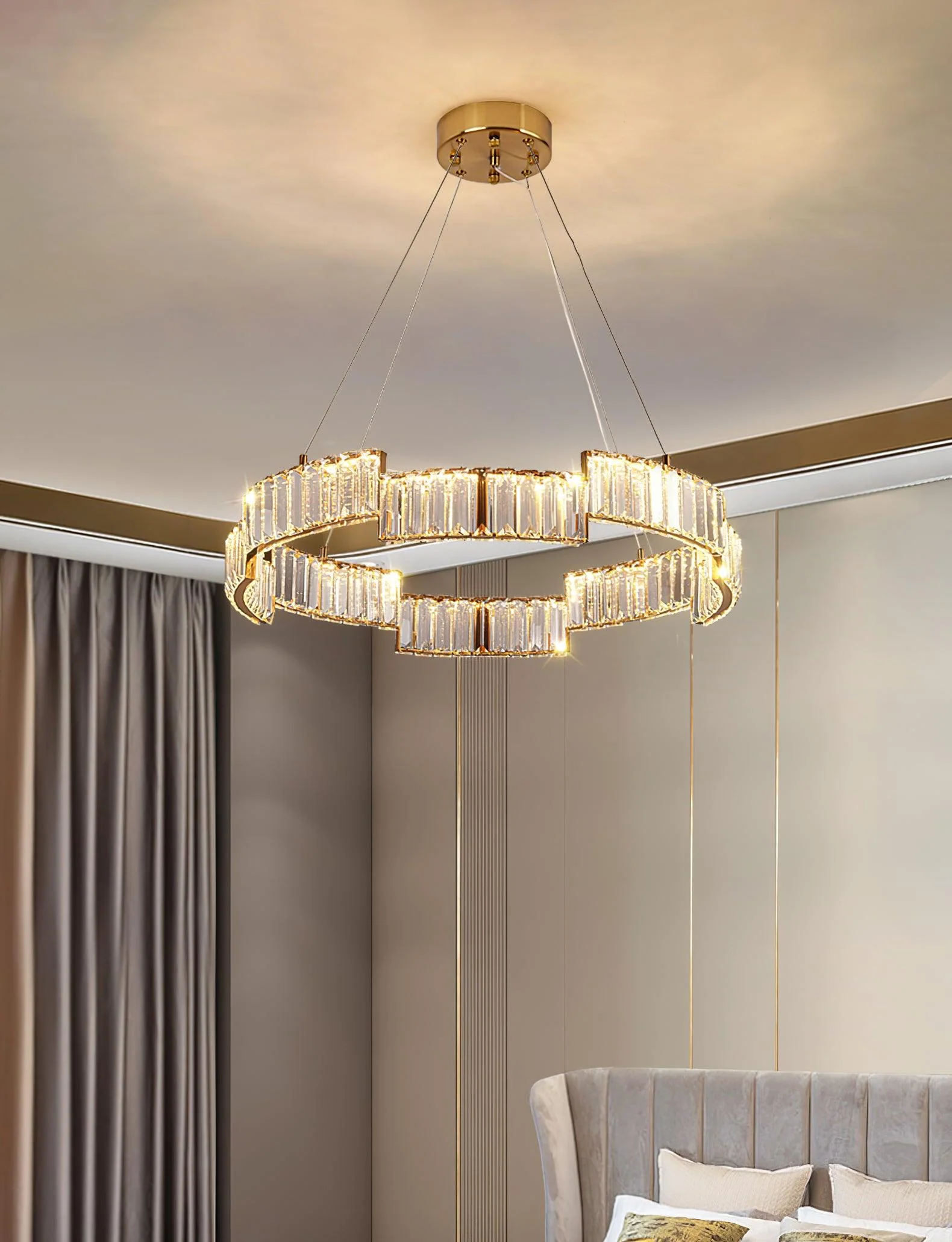 Lustra Chandelier Crystal with Gold Frame - Image 10