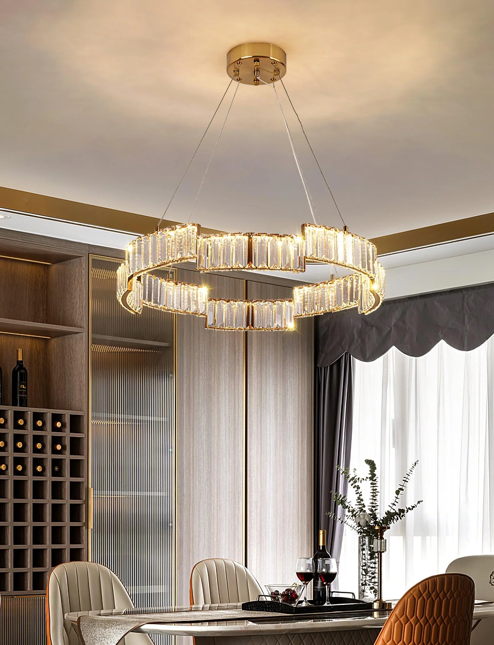 Lustra Chandelier Crystal with Gold Frame - Image 11
